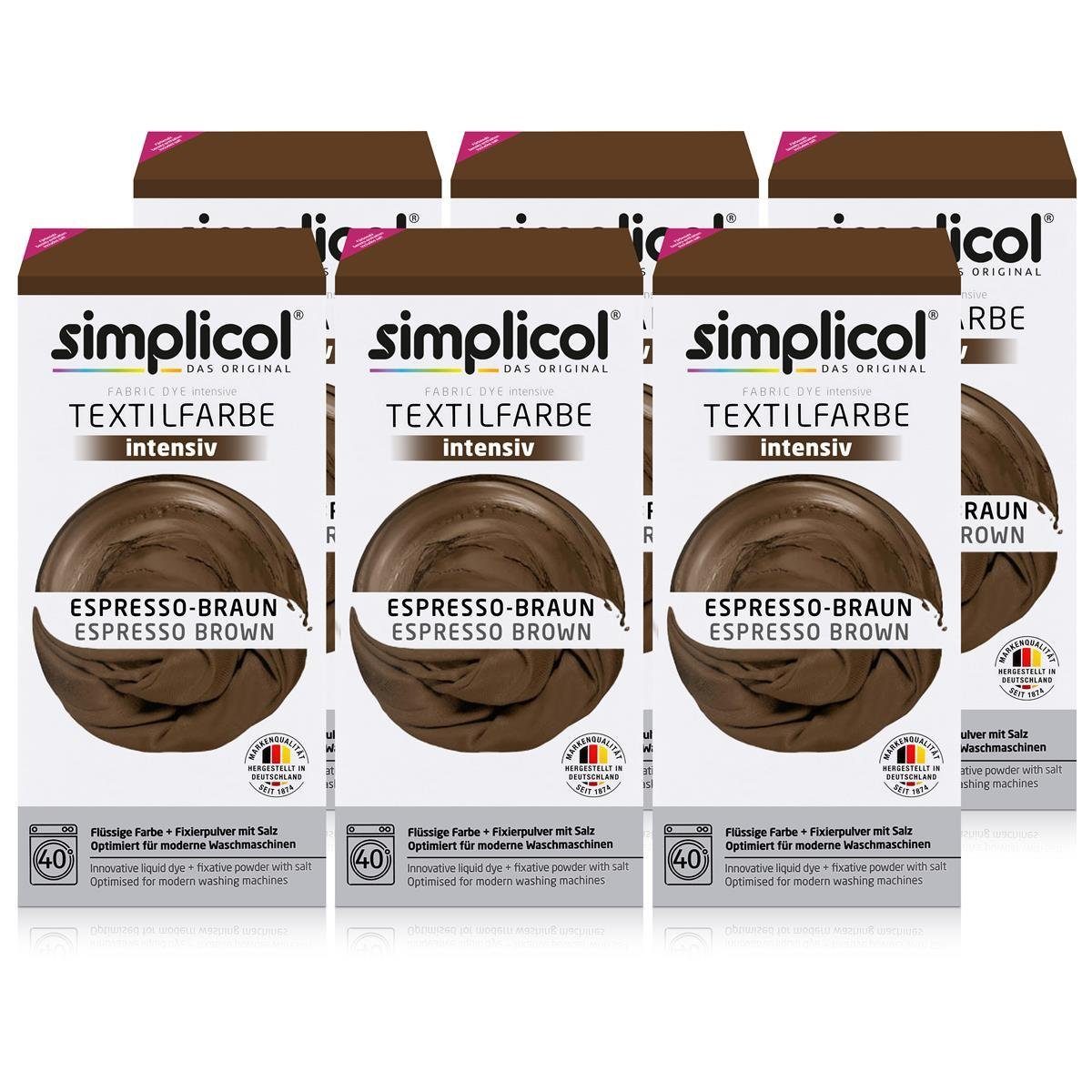 Textilfarbe Simplicol Textilfarbe intensiv Espresso-Braun - Einfaches Färben (6er