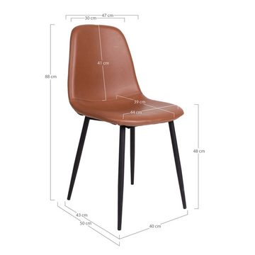 House Nordic Polsterstuhl Stockholm (2er-Set), (2er-Set) in Braun, Glattlederoptik - 47x88x50 (BxHxT)