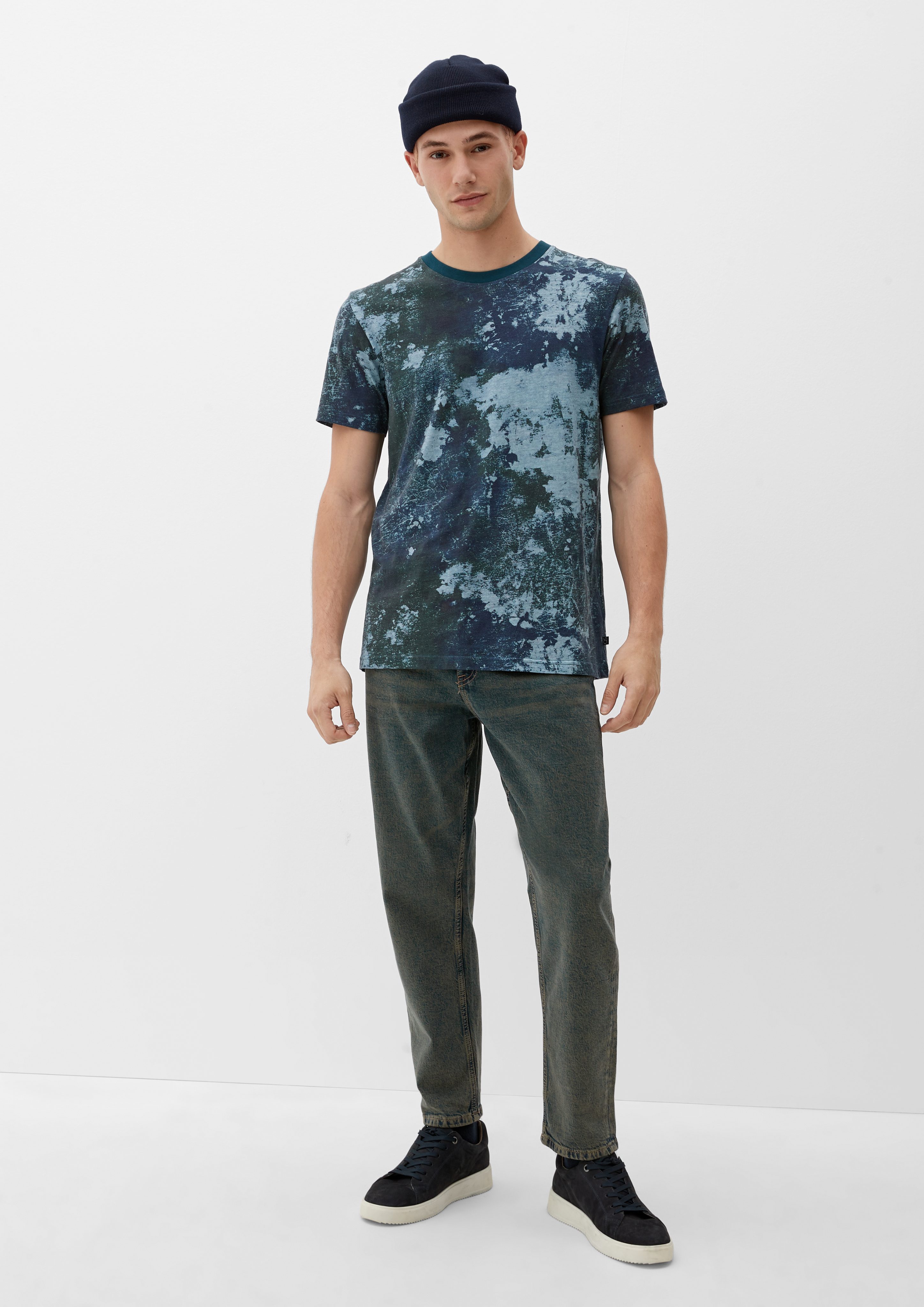 QS Stoffhose Jeans / Relaxed Fit / Mid Rise / Tapered Leg Waschung