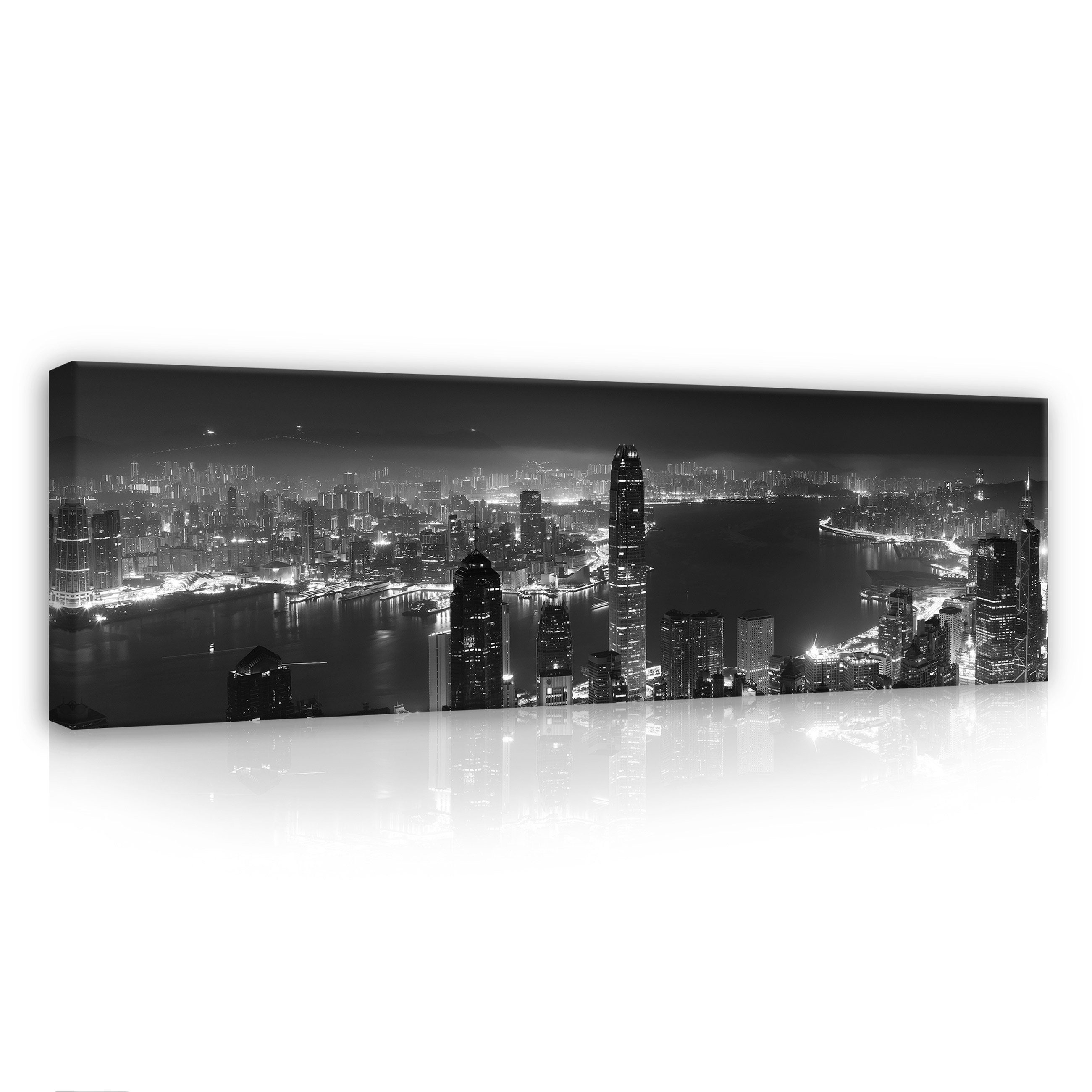 Wallarena Leinwandbild New York bei Nacht Stadt Wandbild XXL Leinwandbilder Modern 145x45 cm, Panorama Stadt (Einteilig, 1 St), Leinwandbild Leinwand Bilder Bild Groß Aufhängefertig