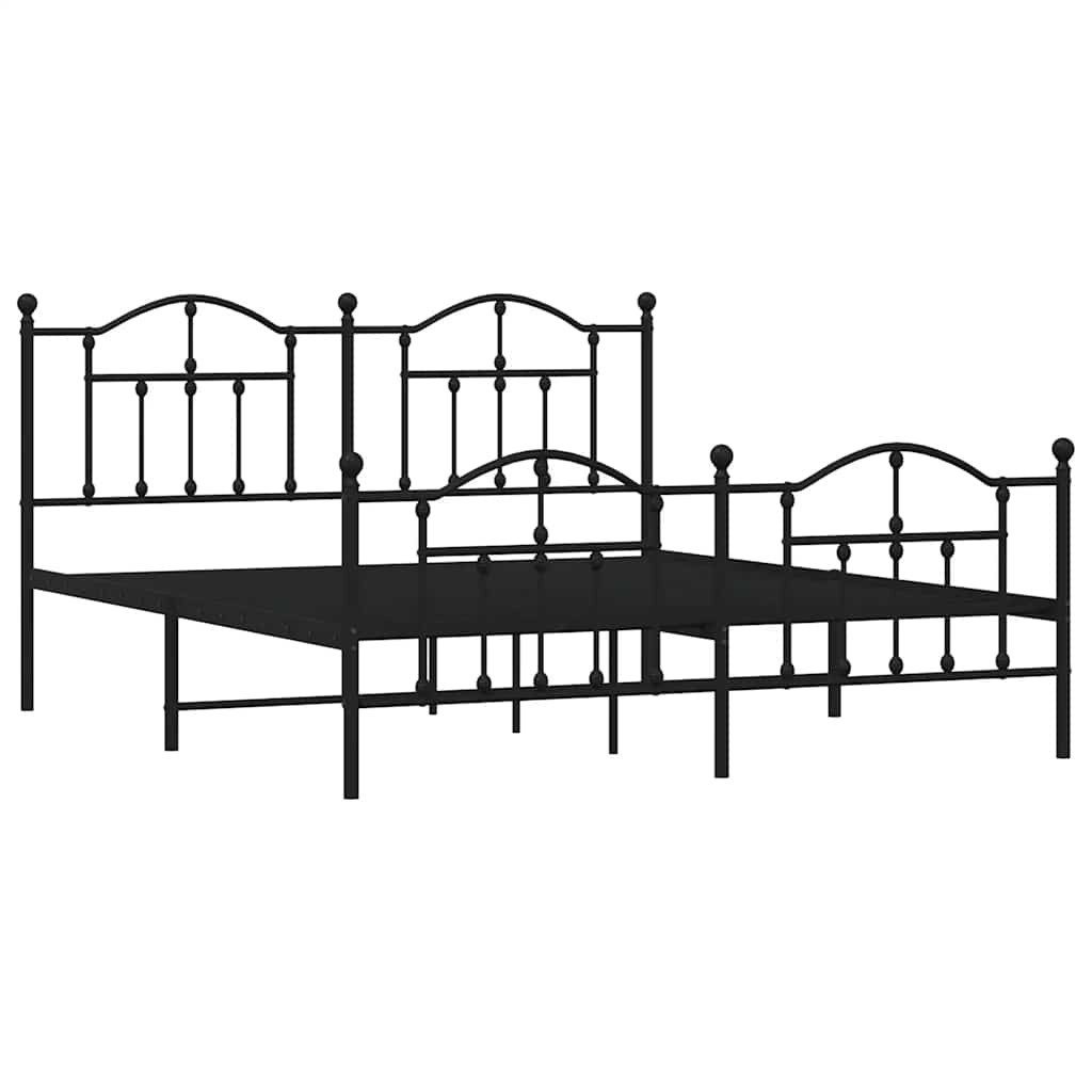 vidaXL Bett Metallbett ohne Matratze mit Fußteil Schwarz 160x200 cm günstig online kaufen