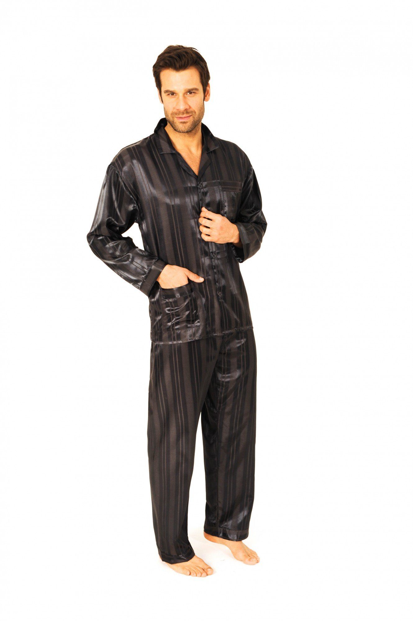 Normann Pyjama Satin Pyjama lang, durchgeknöpft, günstig online kaufen
