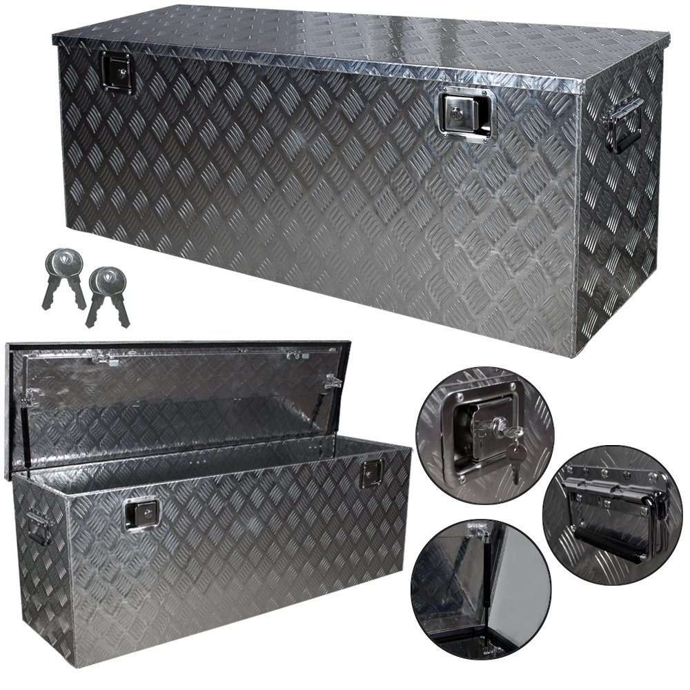Anhänger-Deichselbox Truckbox Box Werkzeugkiste Anhängerbox Deichselbox 15 Größen Alumium