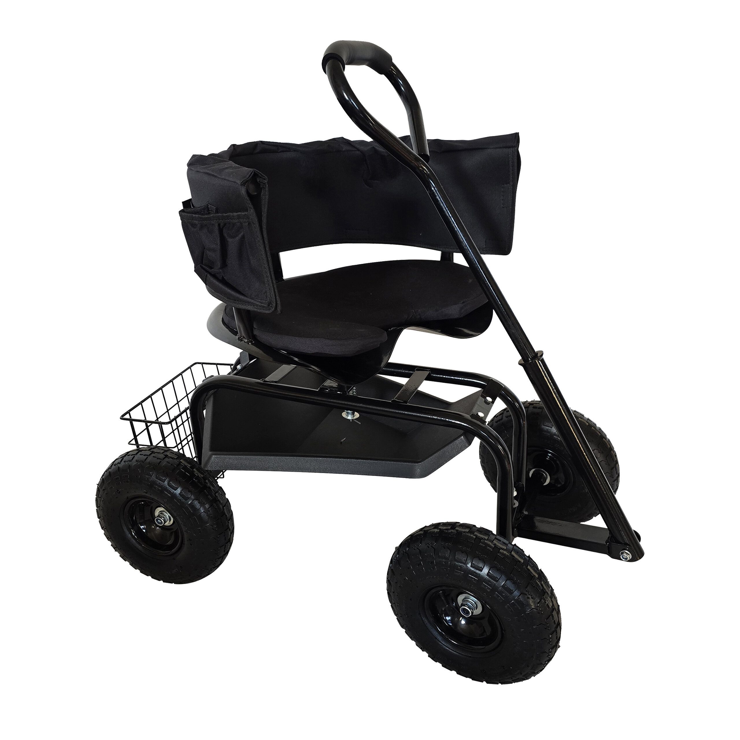 relaxdays Rollsitz Fahrbarer Gartensitz mit Stauraum (1 St), schwarz