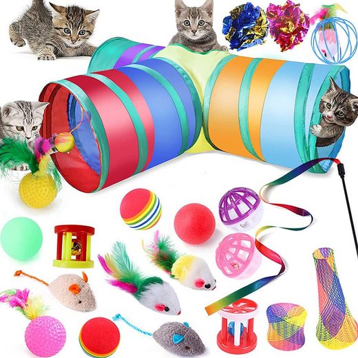 Rosnek Tier-Beschäftigungsspielzeug »21 STÜCKE Katzenspielzeug Set, Regenbogen Faltbar Tunnel, Katzentunnel, Katze Spielzeug«