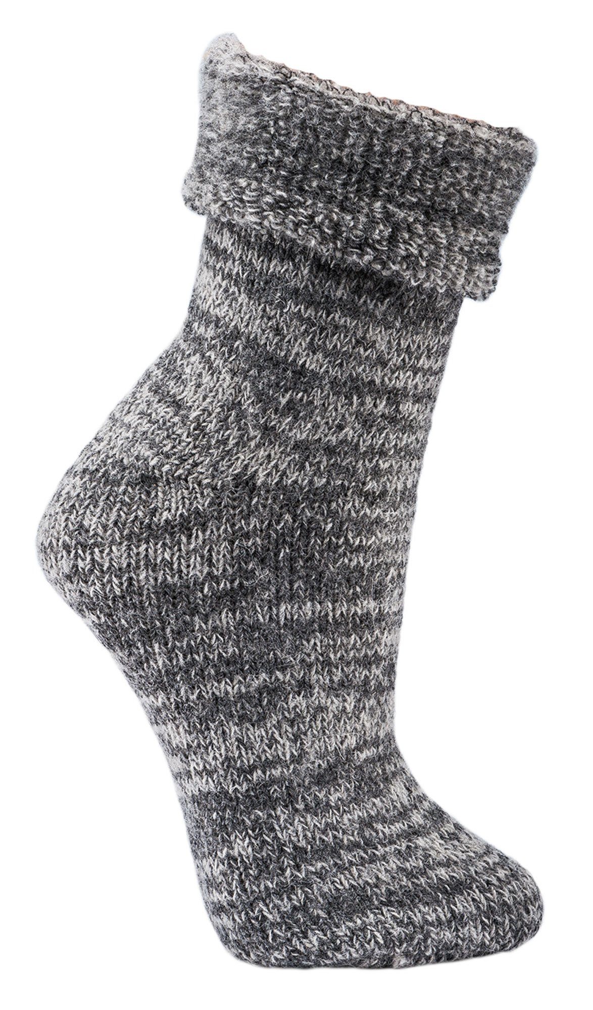 Thermosocken Socken (1 Homesocks Paar) extra 63% MEGA Socken Wowerat Wolle graumelange dick warme