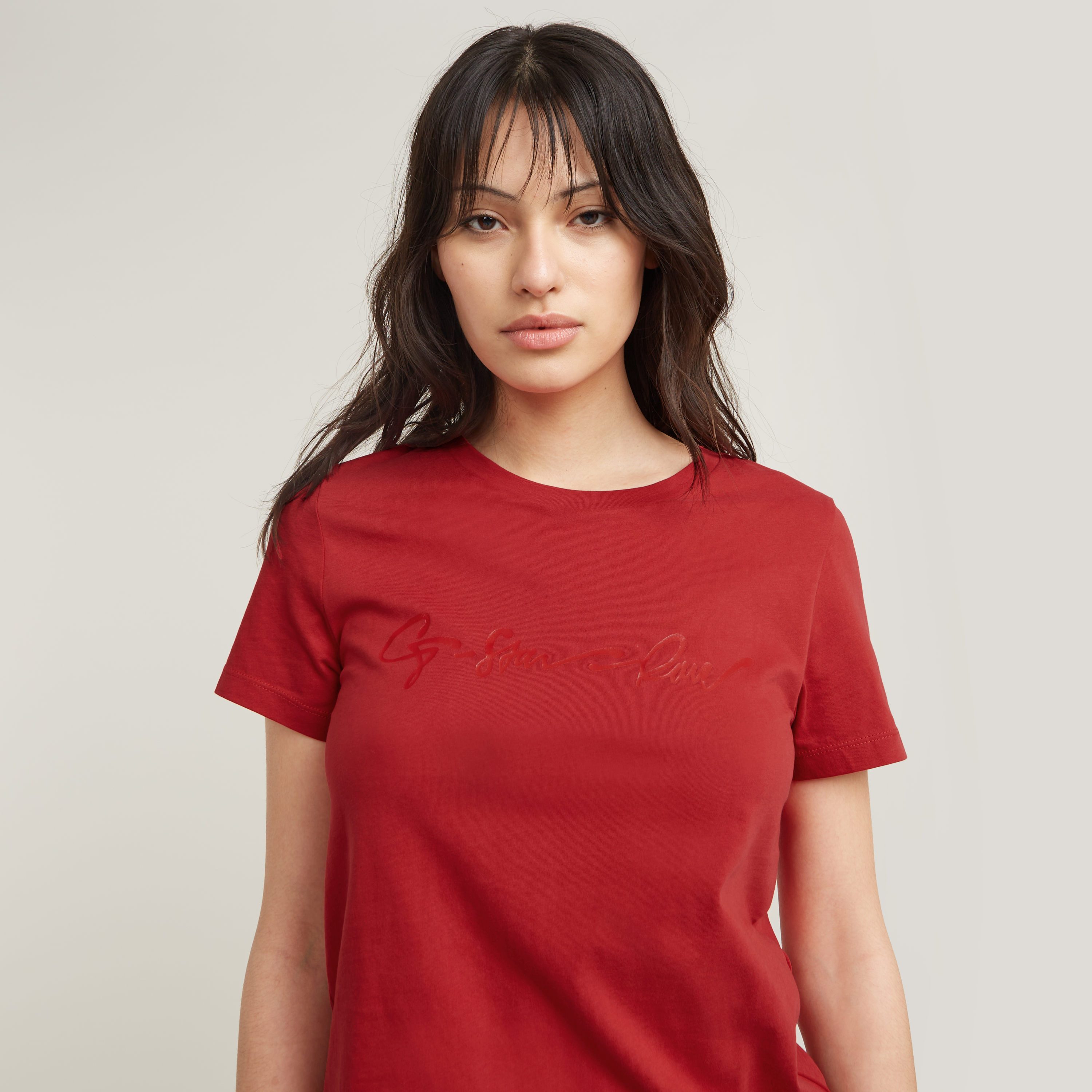 G-STAR T-Shirt G-Script Shiny R mit Ton-in-Ton Schriftzug