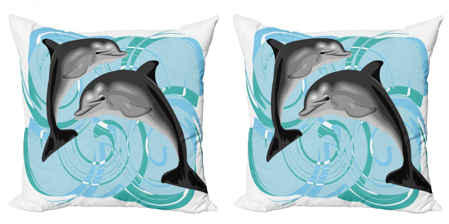 Kissenbezüge Modern Accent Doppelseitiger Digitaldruck, Abakuhaus (2 Stück), Delphin Nautical Life Thema | Kissenbezüge