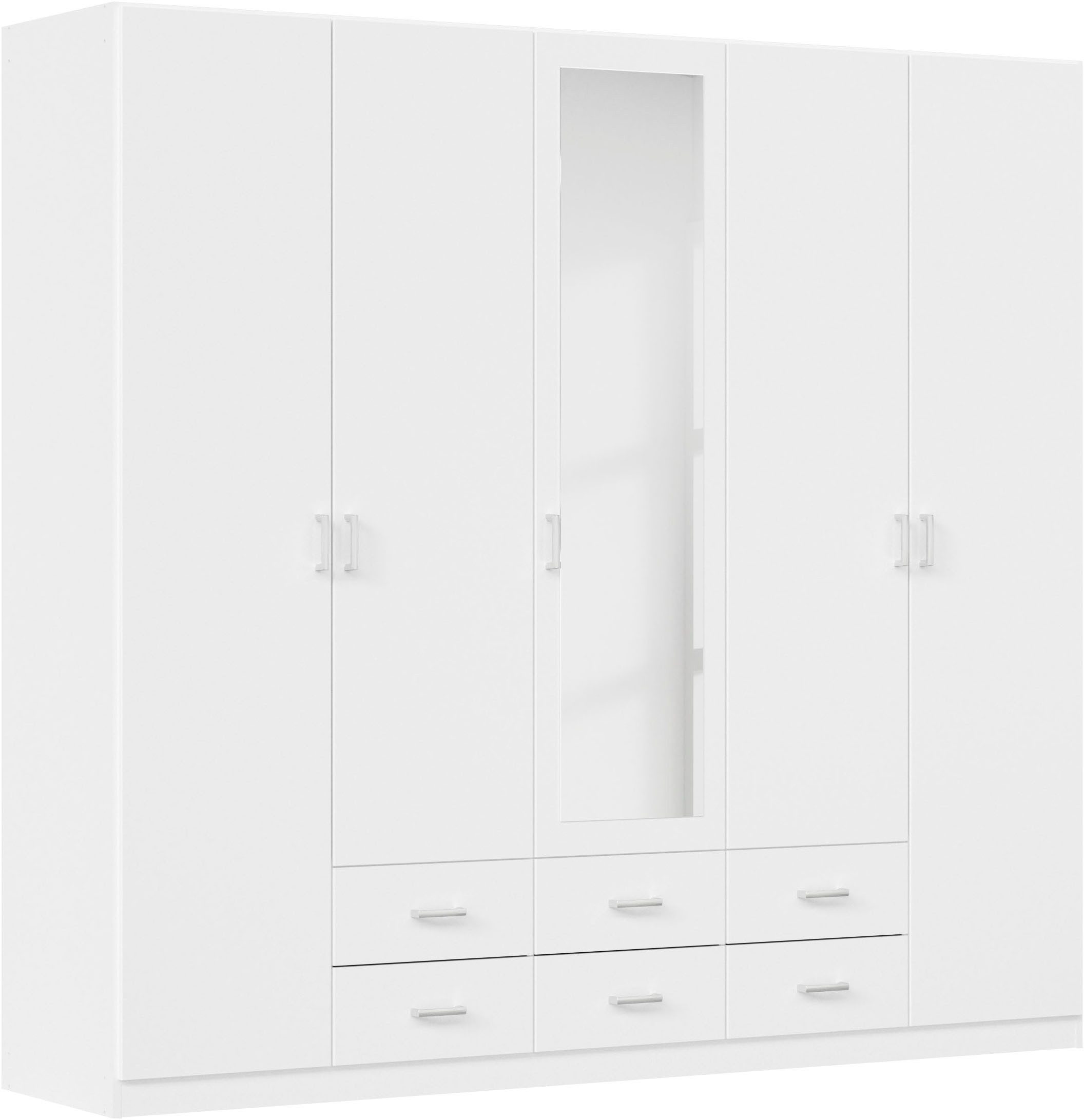 rauch Kleiderschrank Schrank Garderobe Ankleide GAMMA Breiten 91/136/181/226/271/315/360 cm (in 3 Ausstattungen BASIC/CLASSIC/PREMIUM (inkl. SOFT-CLOSE-Funktion) verschiedene Griff-Varianten, mit Spiegel TOPSELLER MADE IN GERMANY