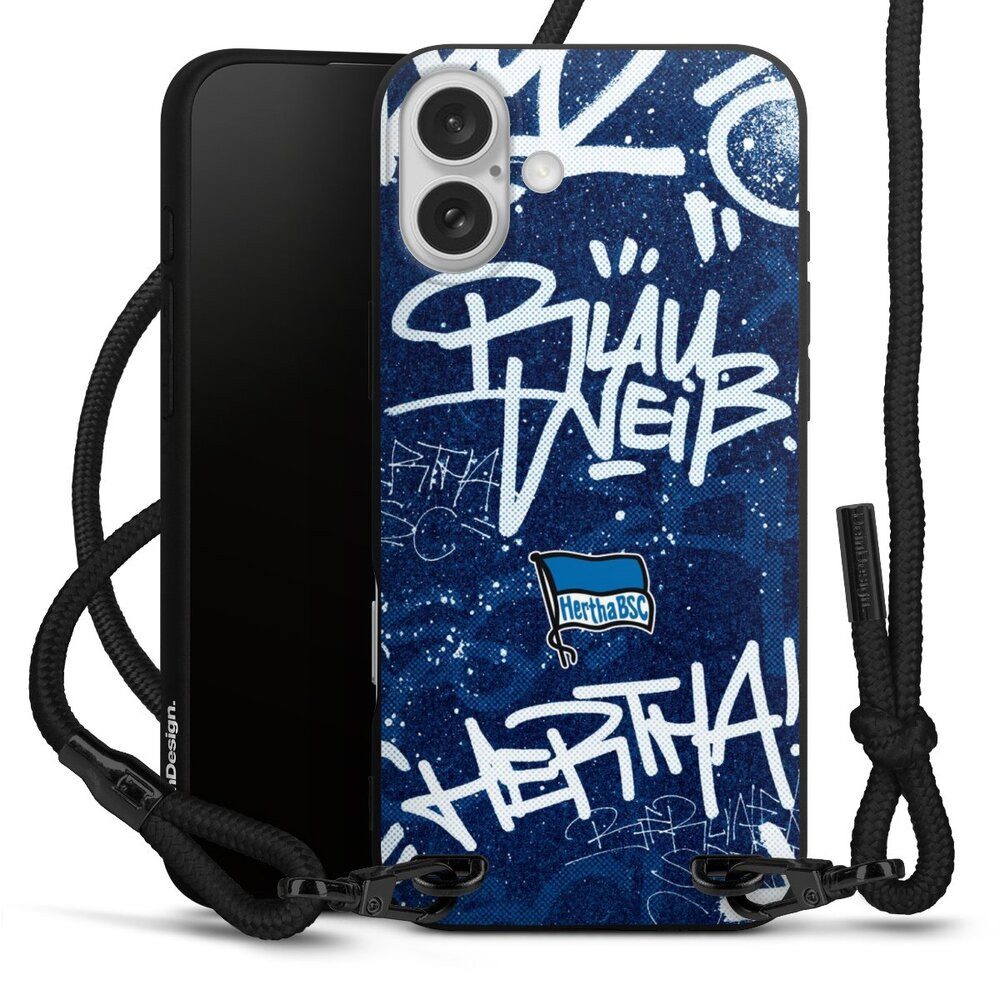 DeinDesign Handyhülle Hertha BSC Graffiti Offizielles Lizenzprodukt Street Graffiti, Apple iPhone 16 Plus Premium Handykette Hülle mit Band Cover mit Kette