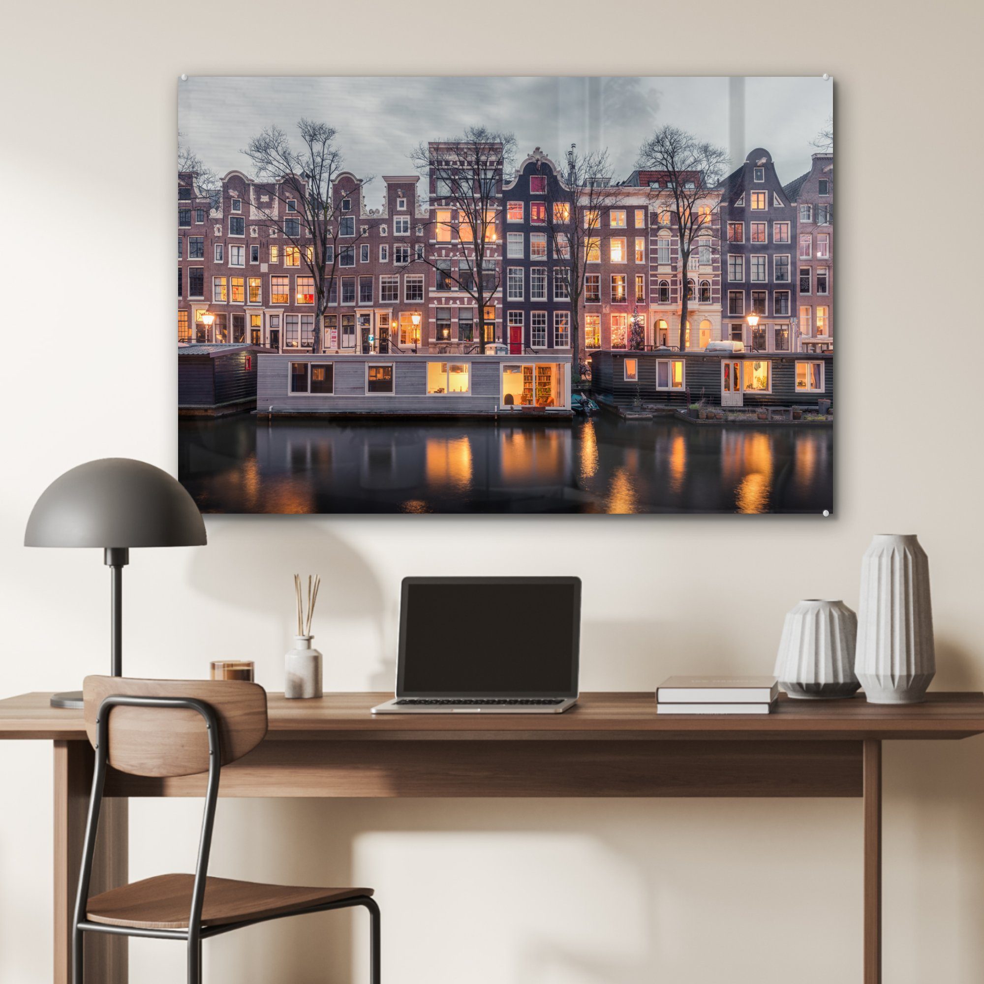 St), & Haus (1 - Wohnzimmer - Amsterdam, Schlafzimmer Acrylglasbilder MuchoWow Licht Acrylglasbild