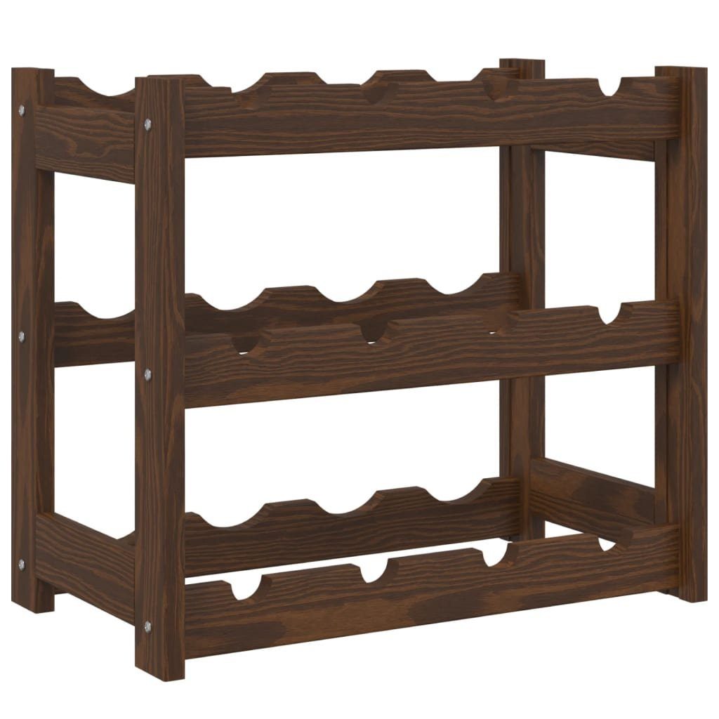 Weinregal Weinregal für 12 Flaschen Braun Massivholz Kiefer