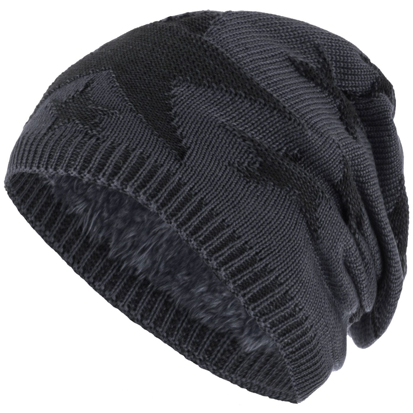 compagno Strickmütze (1-St) Sternen Wintermütze warm gefütterte Beanie Mütze Stern