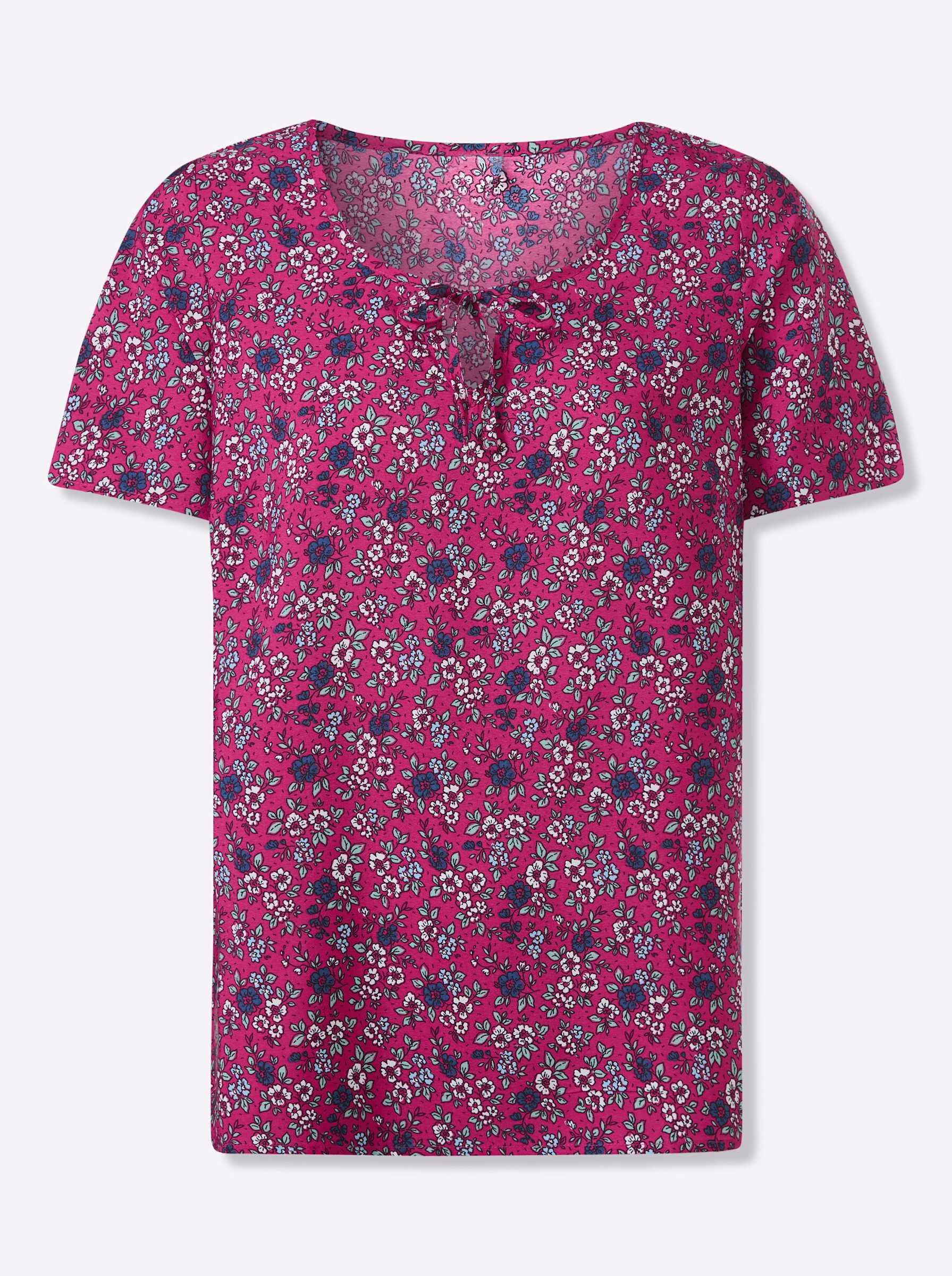 Klassische Bluse Druck-Bluse Kurzarm