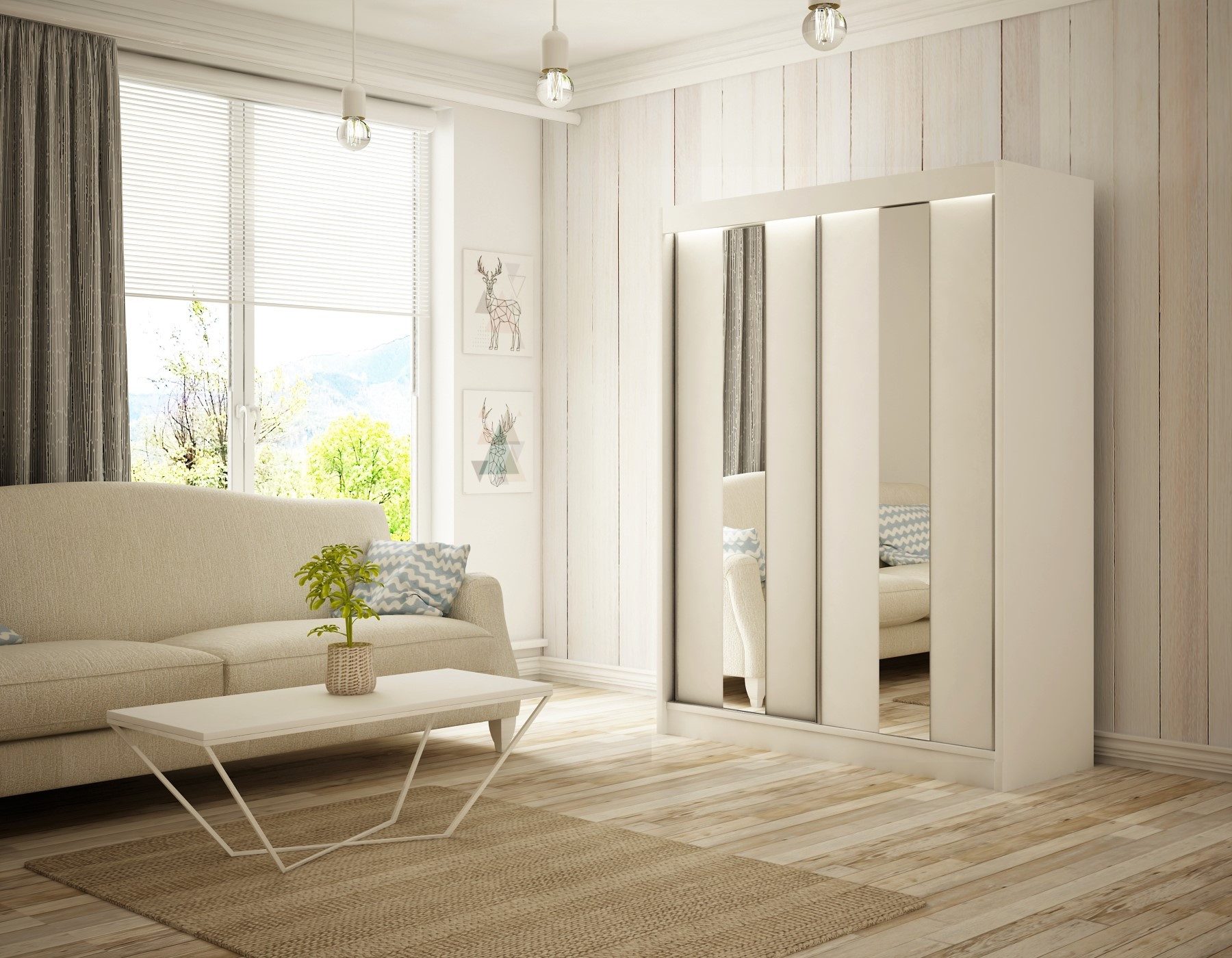 ALTDECOR Schiebetürenschrank LUKIA (Kleiderschrank Aluminium-Leisten, Spieg günstig online kaufen