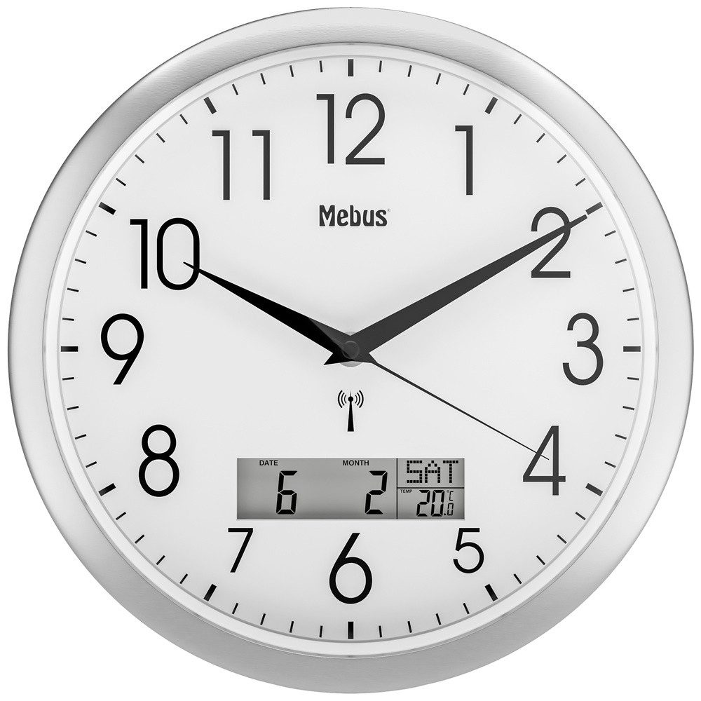 Mebus Wanduhr Mebus 19422 Funk Wanduhr 30 cm x 3 cm Silber günstig online kaufen