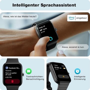 Fitpolo Smartwatch (1,8 Zoll, Android iOS), Telefonfunktion - Fitnessuhr 100+ Sportmodi IP68 Schrittzähler Uhr