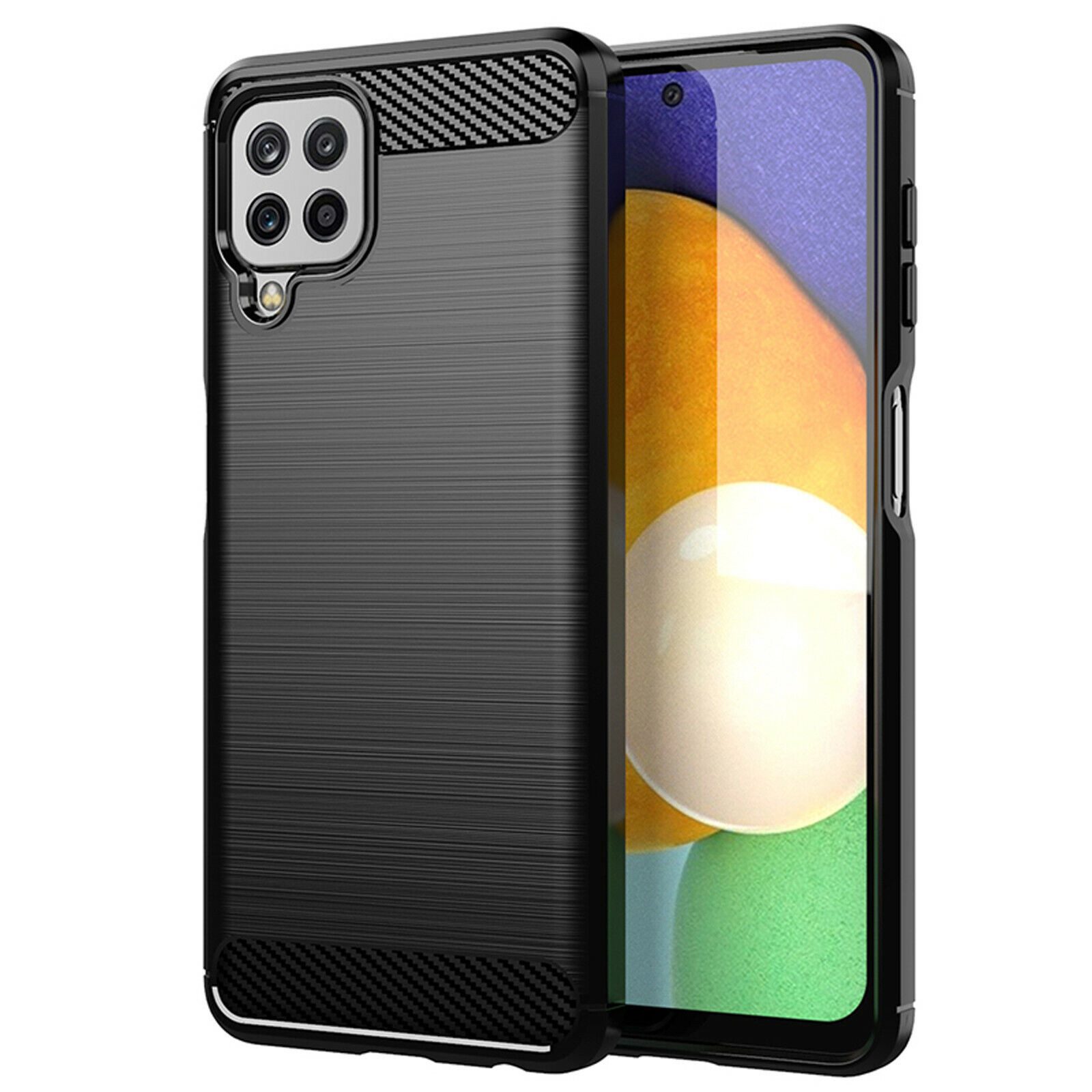 betterfon Handyhülle Carbon Hülle für Samsung Galaxy A22 4G Backcover TPU Silikon Schwarz, Carbon-Look – stoßfestes Case mit Air-Cushion & Metall-Optik