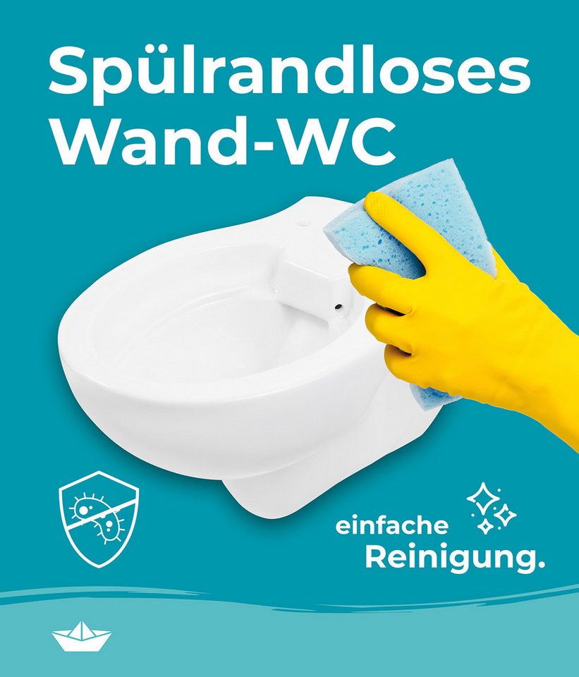 Thumbnail - Calmwaters Tiefspül-WC, Wand WC, spülrandlos, Tiefspüler, WC-Sitz Absenkautomatik, 08AB3131