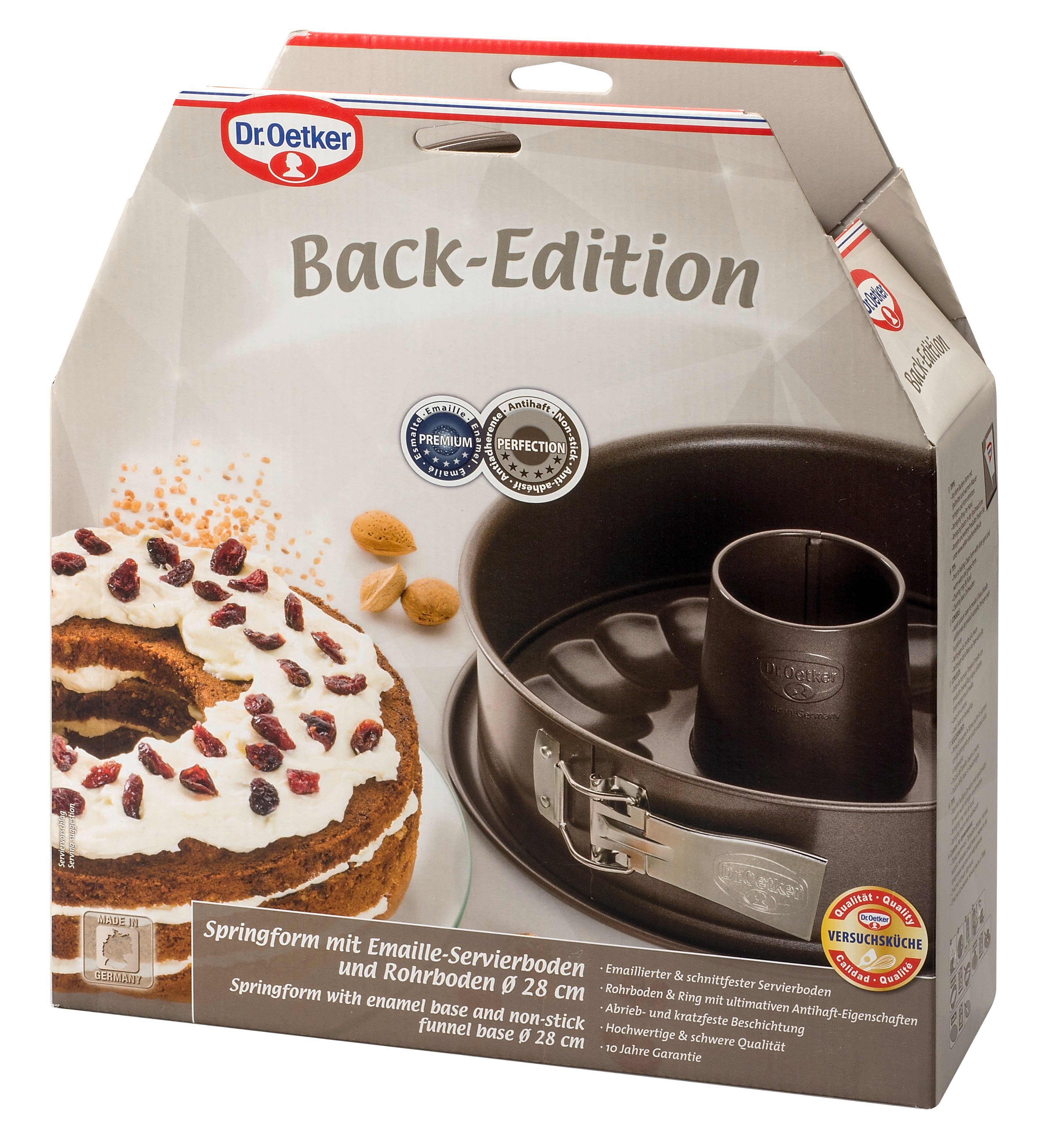 Dr. Oetker Küchenhelfer Springform Back-Edition, mit Servier- & Rohrboden, Antihaft-Beschichtung, schnitt-& kratzfest, hitzebeständig bis 230°C