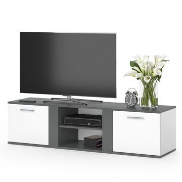 Vicco Lowboard Fernsehschrank Fernsehtisch NOVELLI 155 cm Anthrazit / Weiß