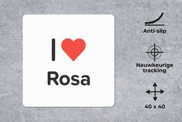 MuchoWow Gaming Mauspad Ich liebe - Rosa - Mädchen (1-St), Mousepad mit Rutschfester Unterseite, Gaming, 40x40 cm, XXL, Großes