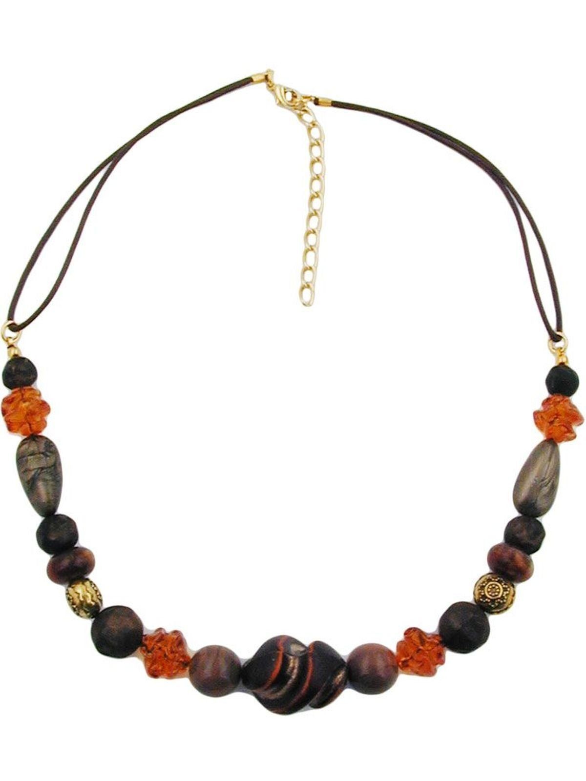 Gallay Perlenkette Kunststoffperlen Schraubenperle braun orange mit Kordel 45cm (1-tlg) | Perlenketten