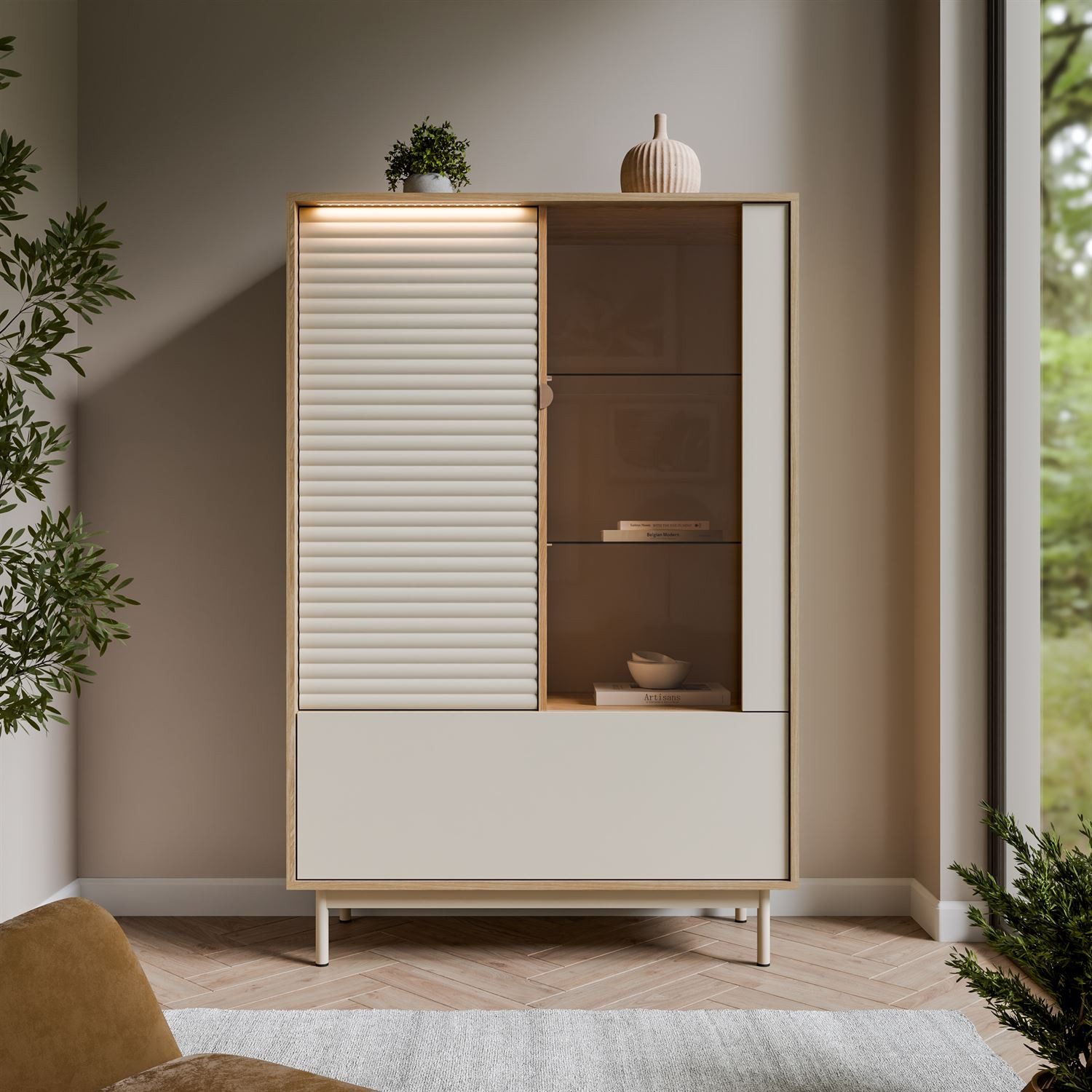 Lookway Standvitrine FLORENCE 2D1W mit LED-Beleuchtung Breite: 100 cm