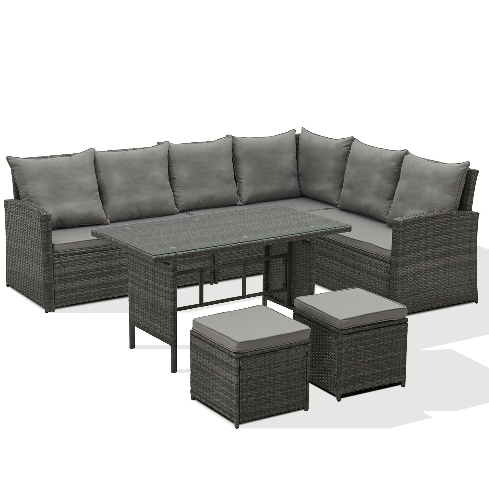 SVITA Loungeset MONROE, (Lounge-Set, 4-tlg., Gartenlounge), Garten-Lounge, Poly-Rattan, Sitzgruppe, Outdoor, Lounge-Möbel