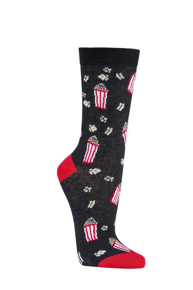 Paar Socken, FussFreunde Spaß Fun Freizeitsocken über mit Socken, Popcorn 70 2 Motive, ANTI-LOCH-GARANTIE