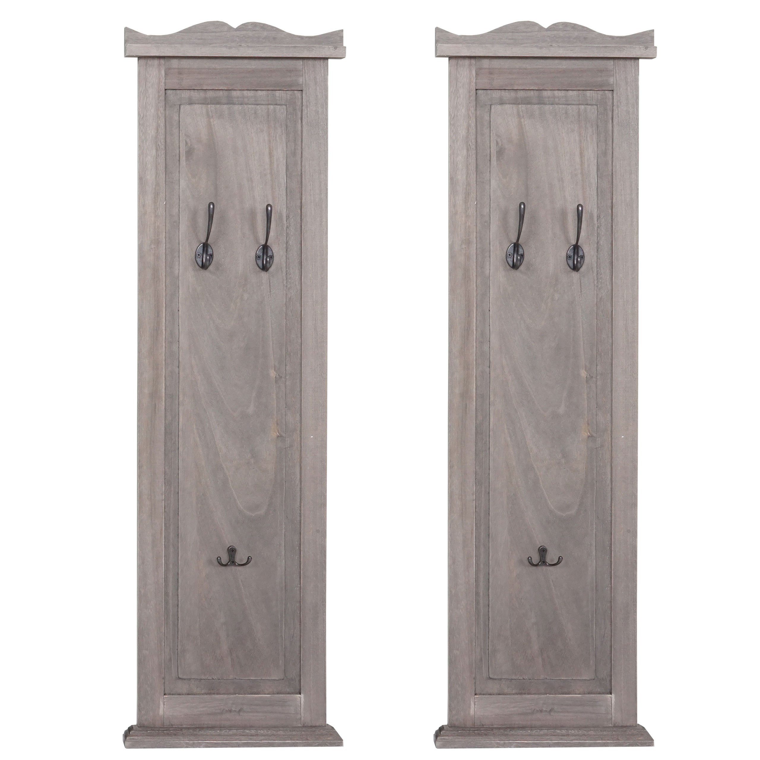 PROREGAL® Wandgarderobe 2er-Set Garderobe, HxBxT 109x28x5,5cm, Wandhaken, Material, Farbe, ein echter Hingucker