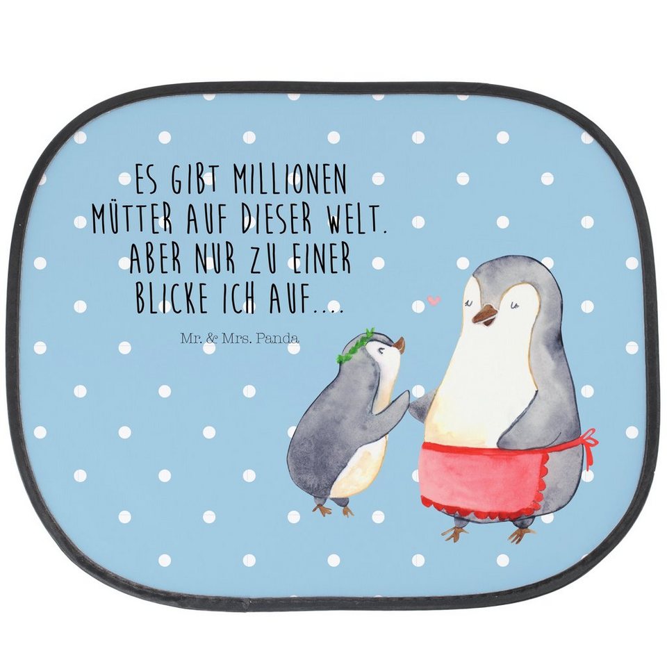 Sonnenschutz Pinguin mit Kind - Gelb Pastell - Geschenk, Danke