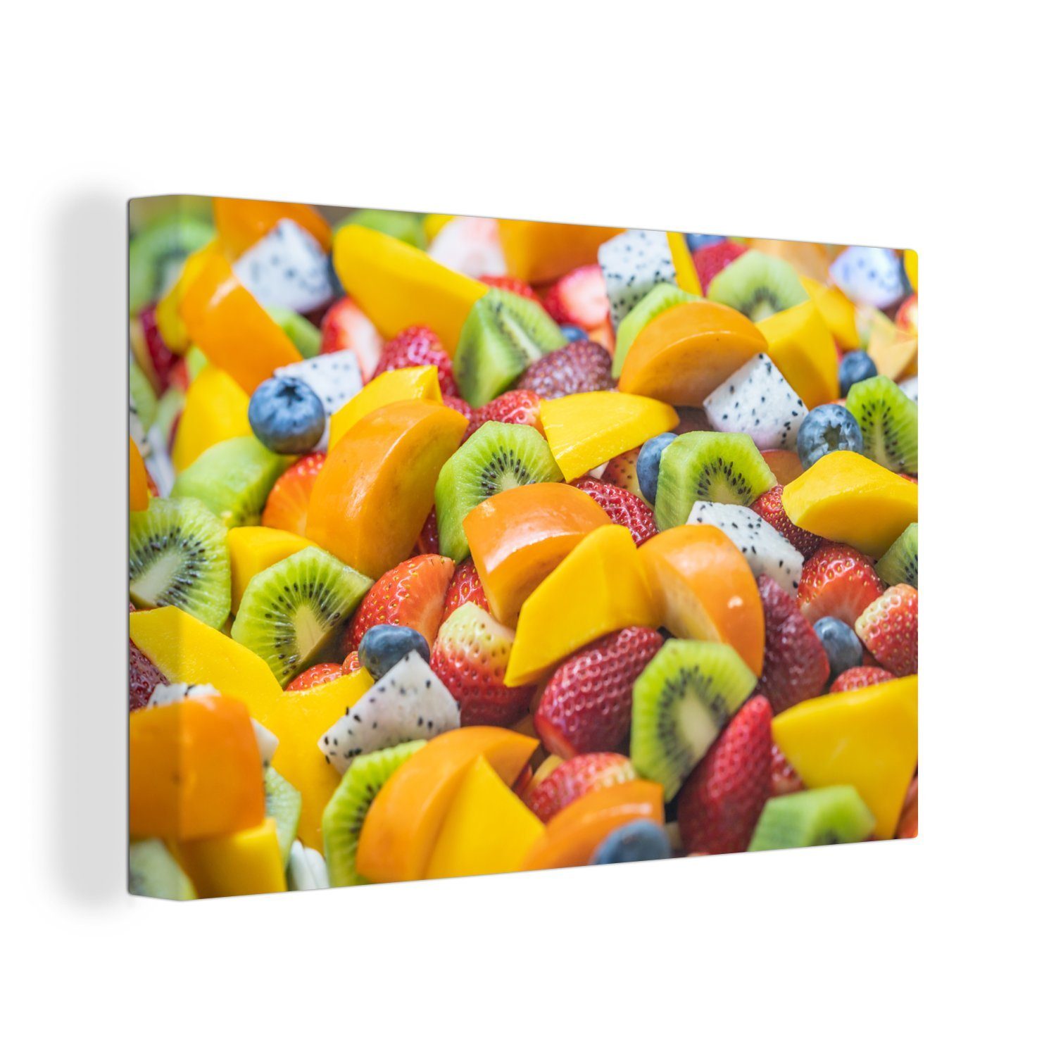 OneMillionCanvasses® Leinwandbild Obst - Salat - Farben, (1 St), Wandbild Leinwandbilder, Aufhängefertig, Wanddeko, 30x20 cm