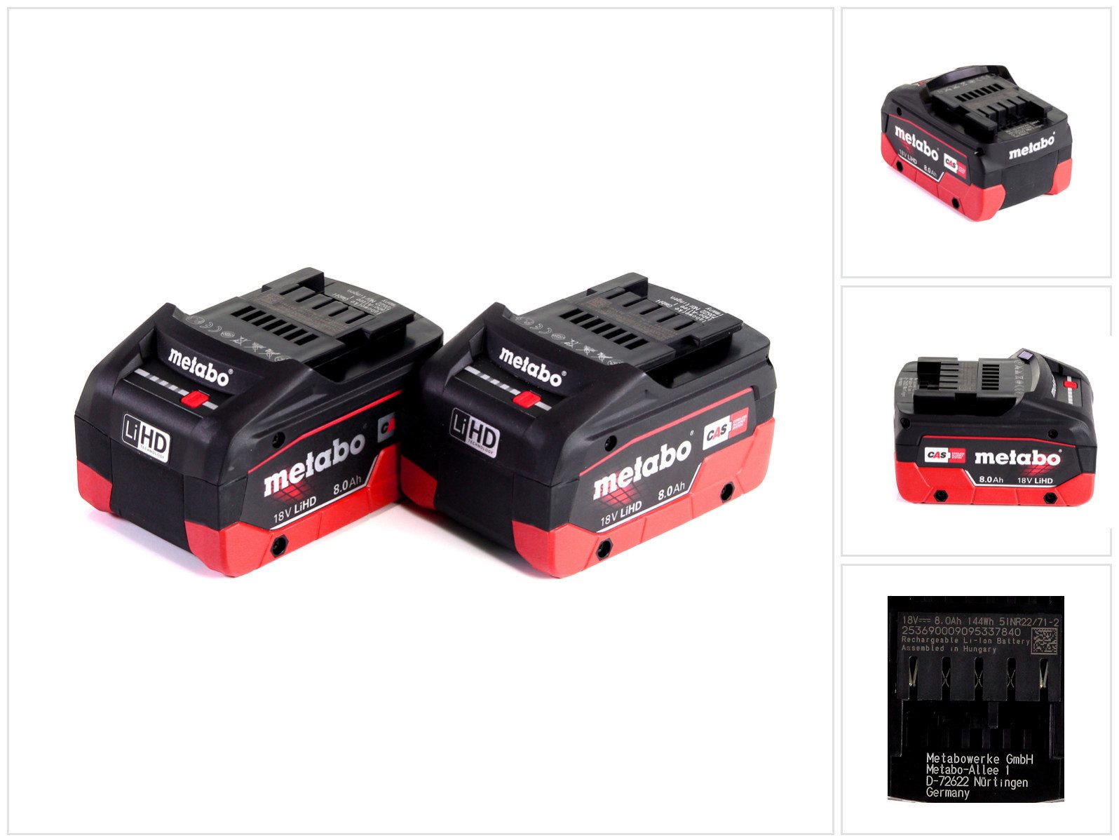 metabo LiHD 2x Akkupack 18V 8,0Ah (625369000) Akkupacks