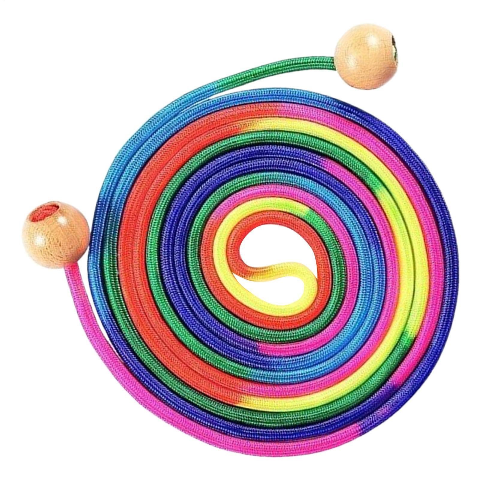 Diwzbyn Springseil für Mehrspieler, 2.8/5 Meter Seilspringen Kind, Langes Mehrspringer, mit Hölzerner Kugelgriff, Gruppen Springseil