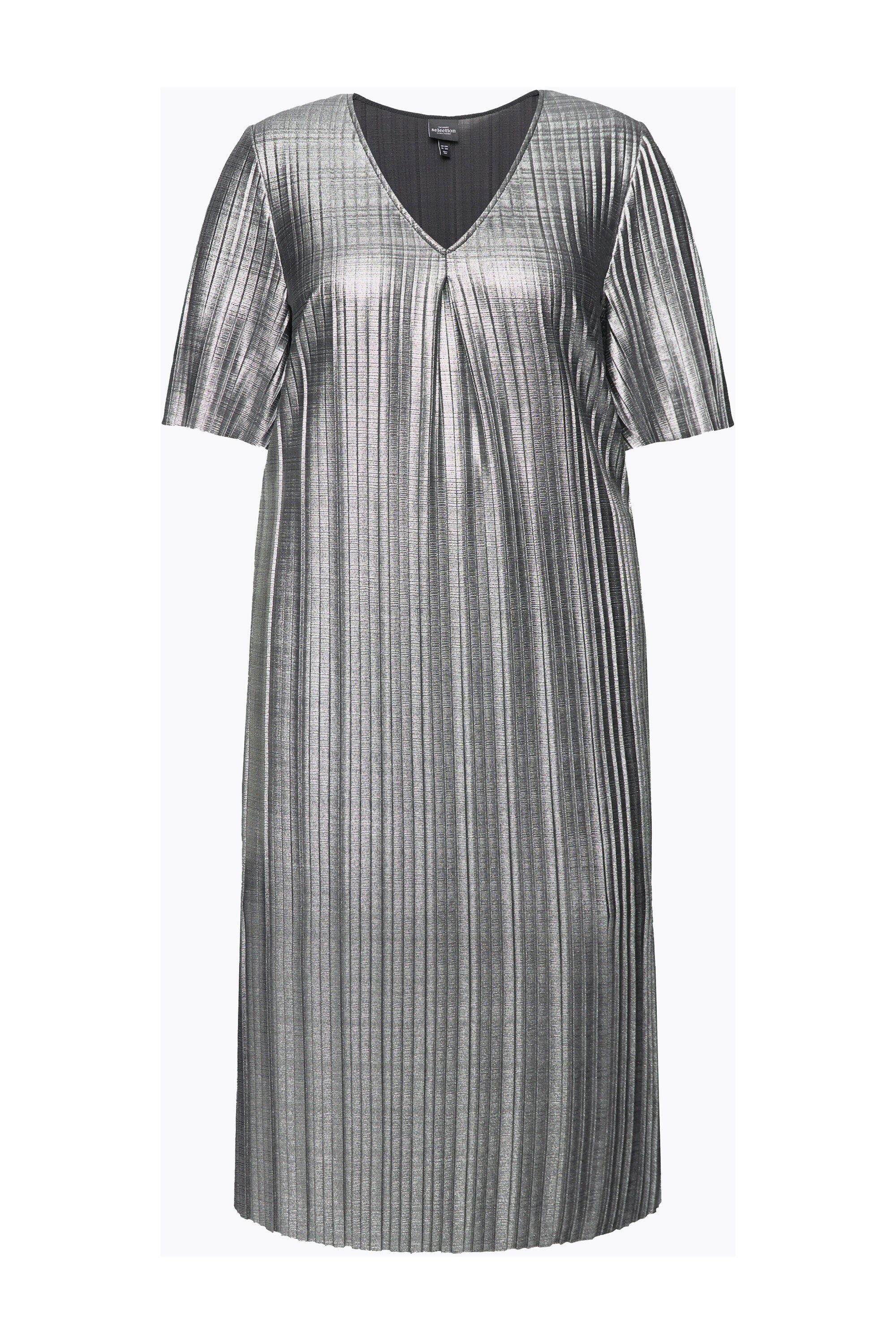Ulla Popken Midikleid Midikleid Silver-Plissee A-Linie günstig online kaufen