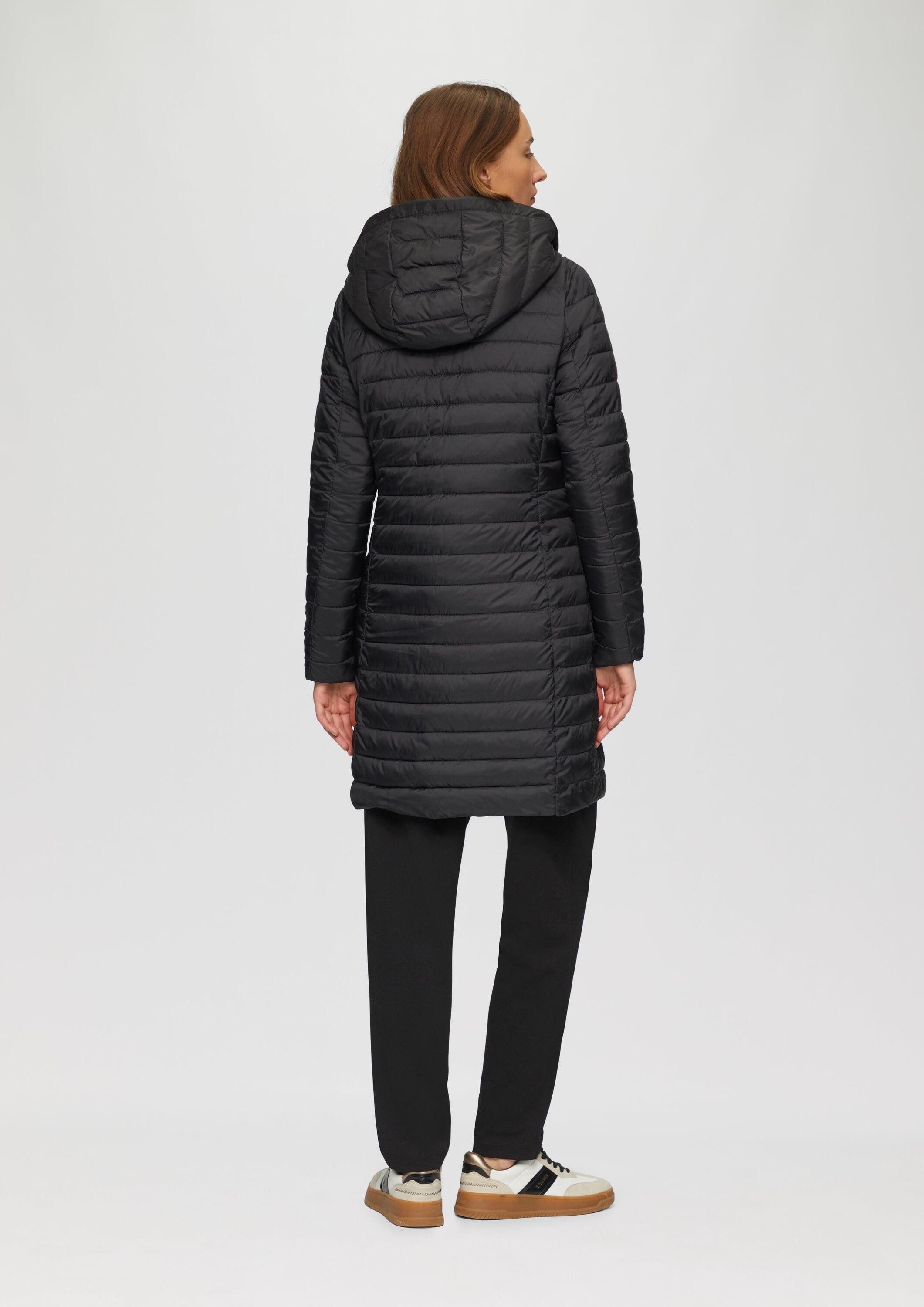 s.Oliver Funktionsmantel Outdoor-Mantel Lange Steppjacke mit abnehmbarer Kapuze