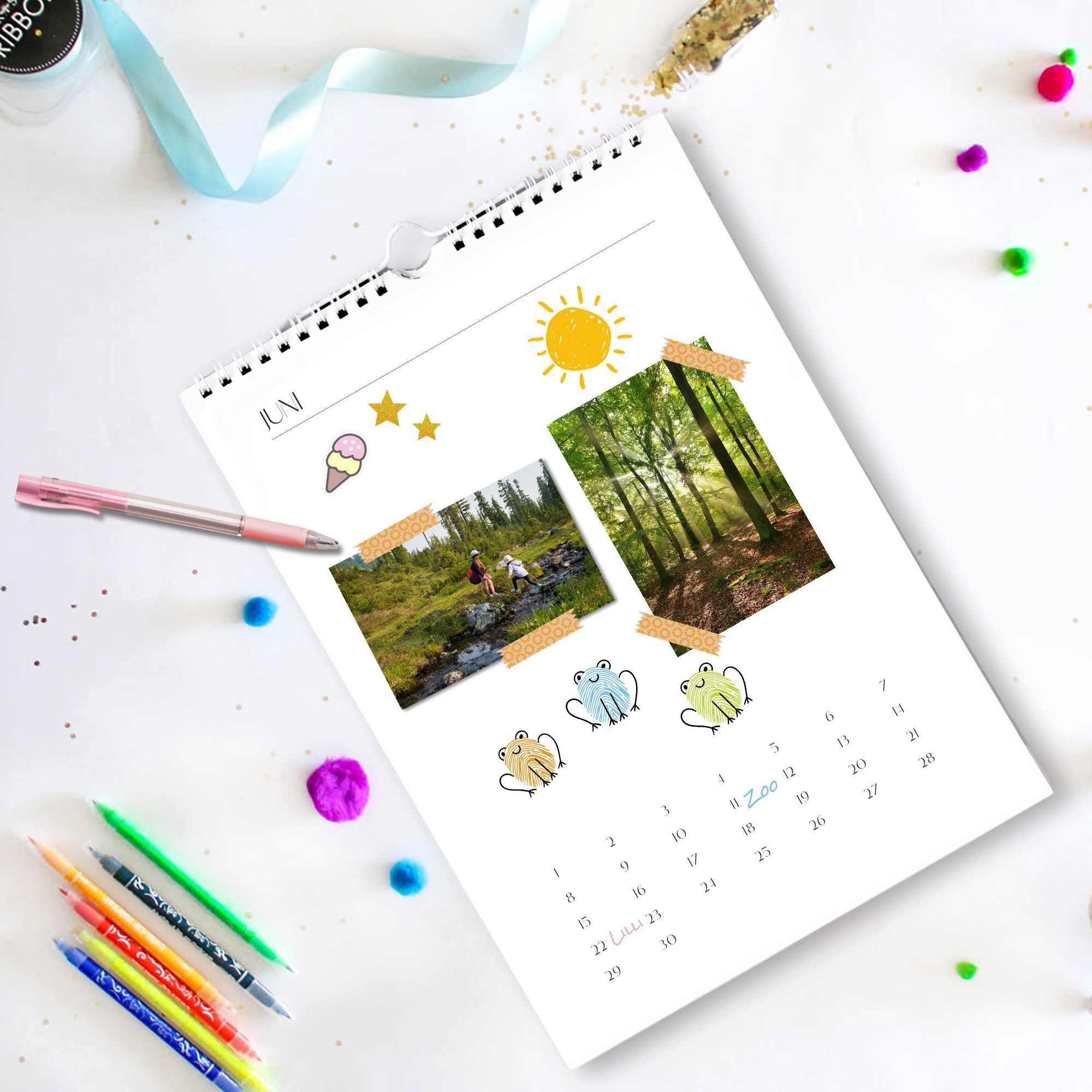 CUPCAKES & KISSES Bastelkalender Bastelkalender A3, Weiß, Jahresunabhängig
