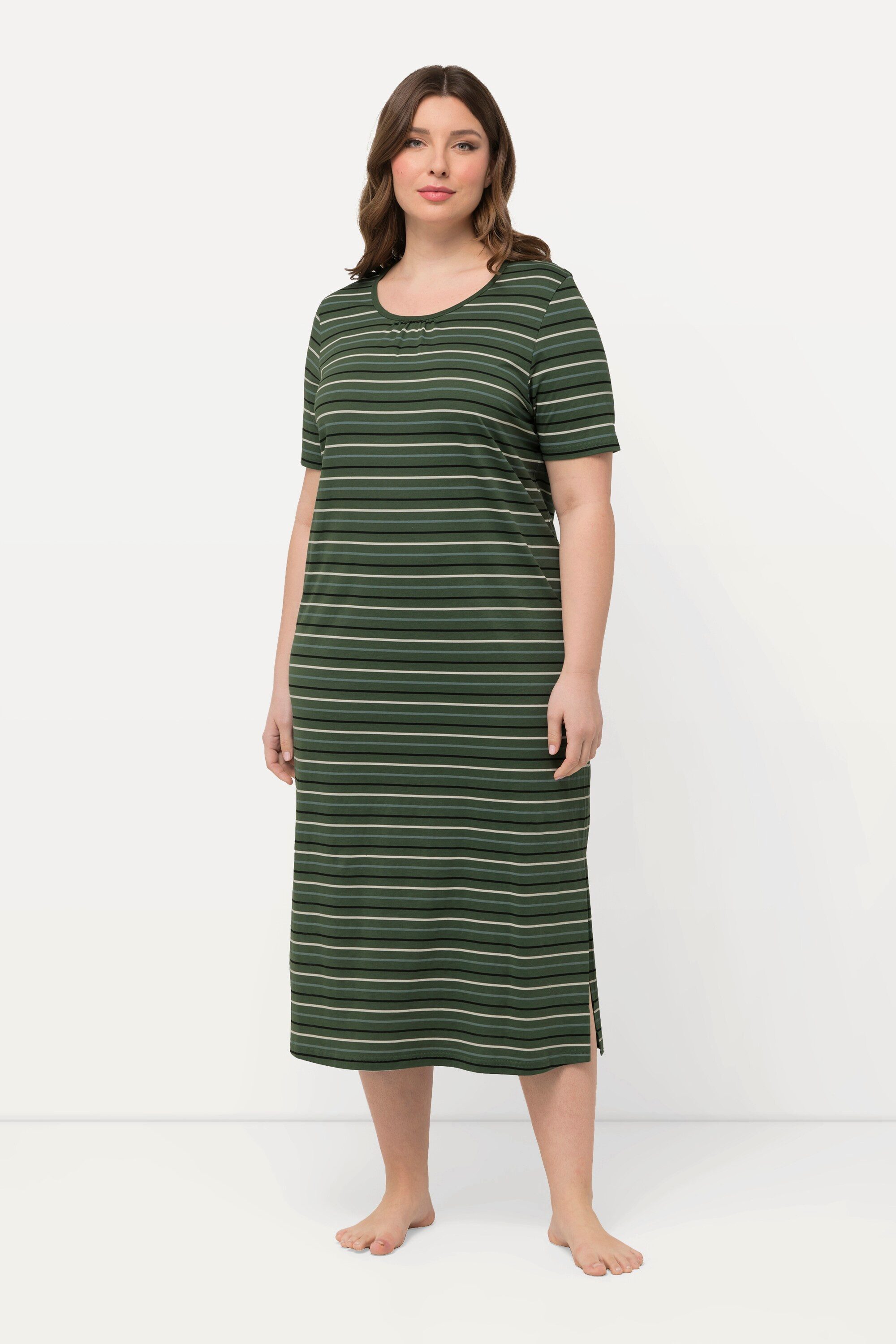 Ulla Popken Nachthemd Nachthemd Ringel Rundhals Halbarm günstig online kaufen