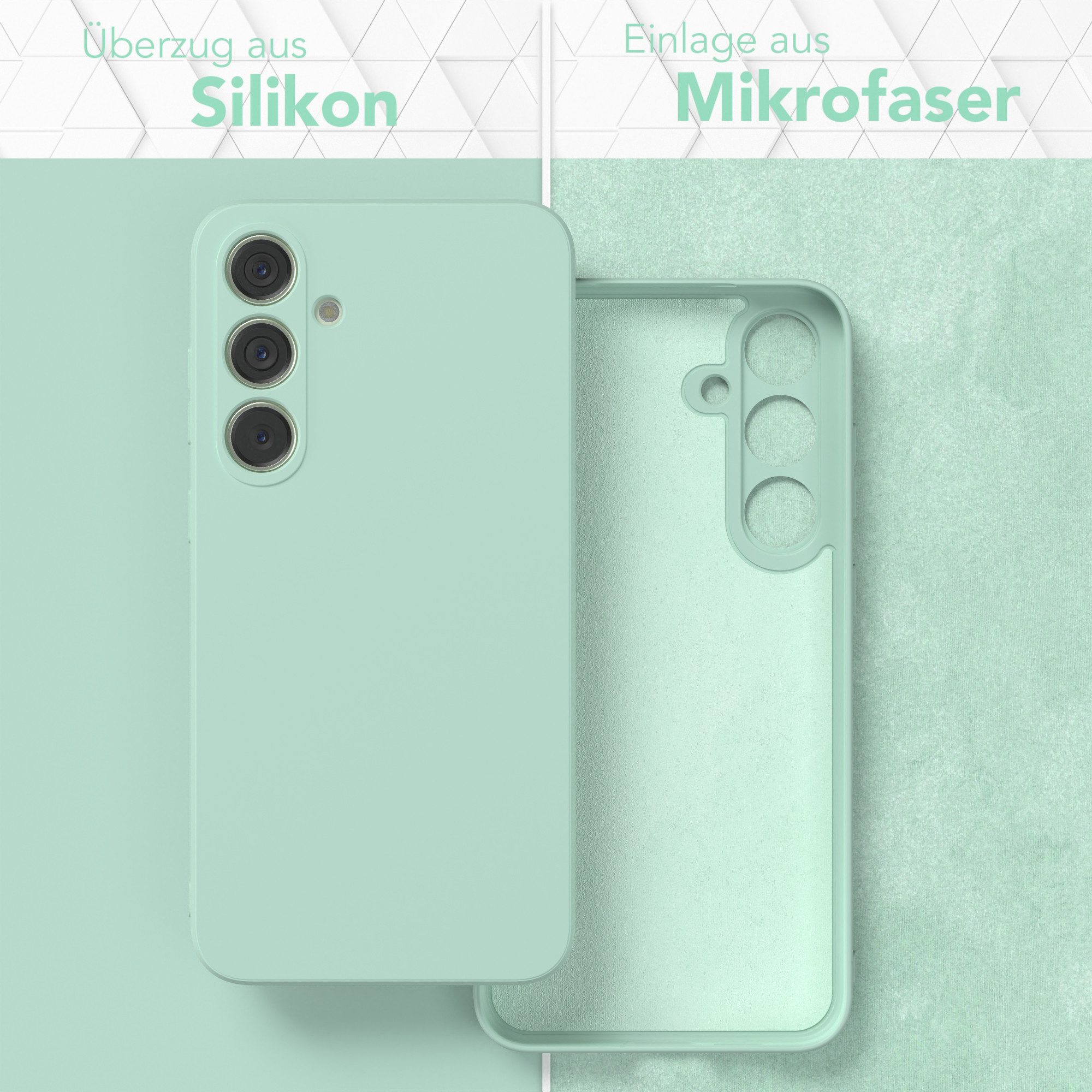 EAZY CASE Handyhülle für Samsung Galaxy S24 Plus Hülle Silikon 6,7 Zoll, Hülle Silikon kratzfest Smart Slimcover Bumper Case Etui Mint Grün