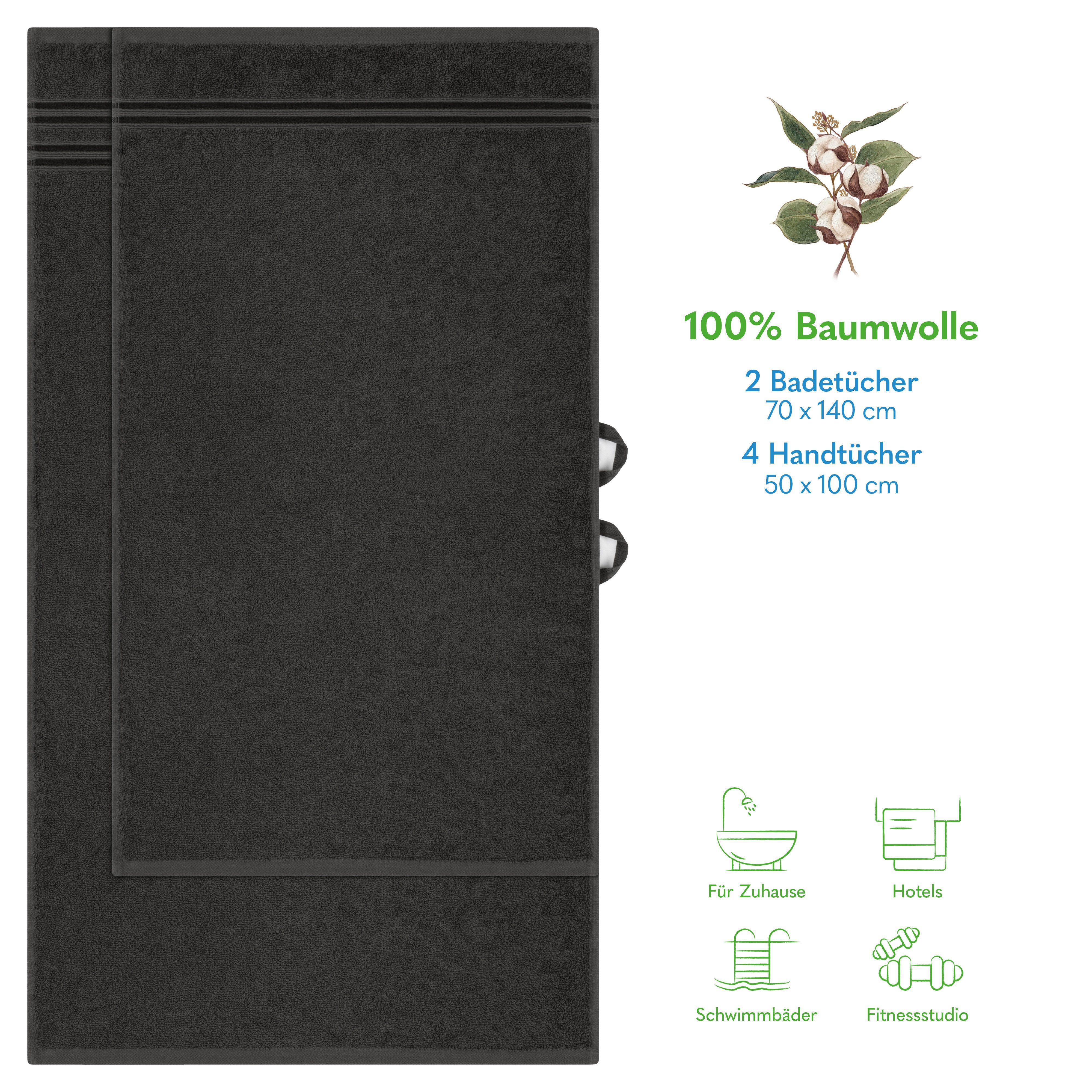 HAMMETEX Handtuch Set 6-teiliges Handtuch Set, 100% Baumwolle, Weich & Saug günstig online kaufen