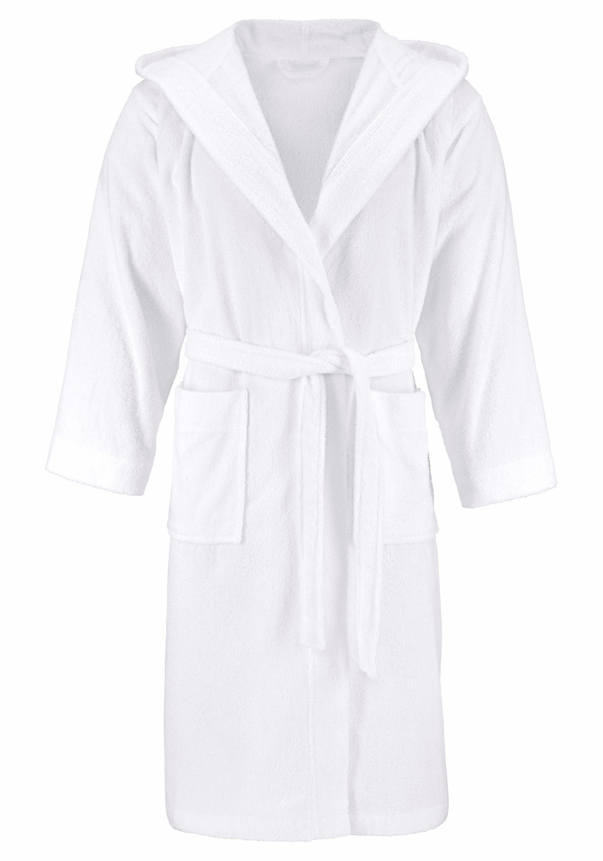 Bruno Banani Unisex-Bademantel Robby, ideal für Sauna & Spa, Standard, Premium und Überlänge, Langform, Walkfrottee, Kapuze, Gürtel, Damen & Herren Bademäntel, Baumwolle, mit Taschen, Sauna, XS-3XL