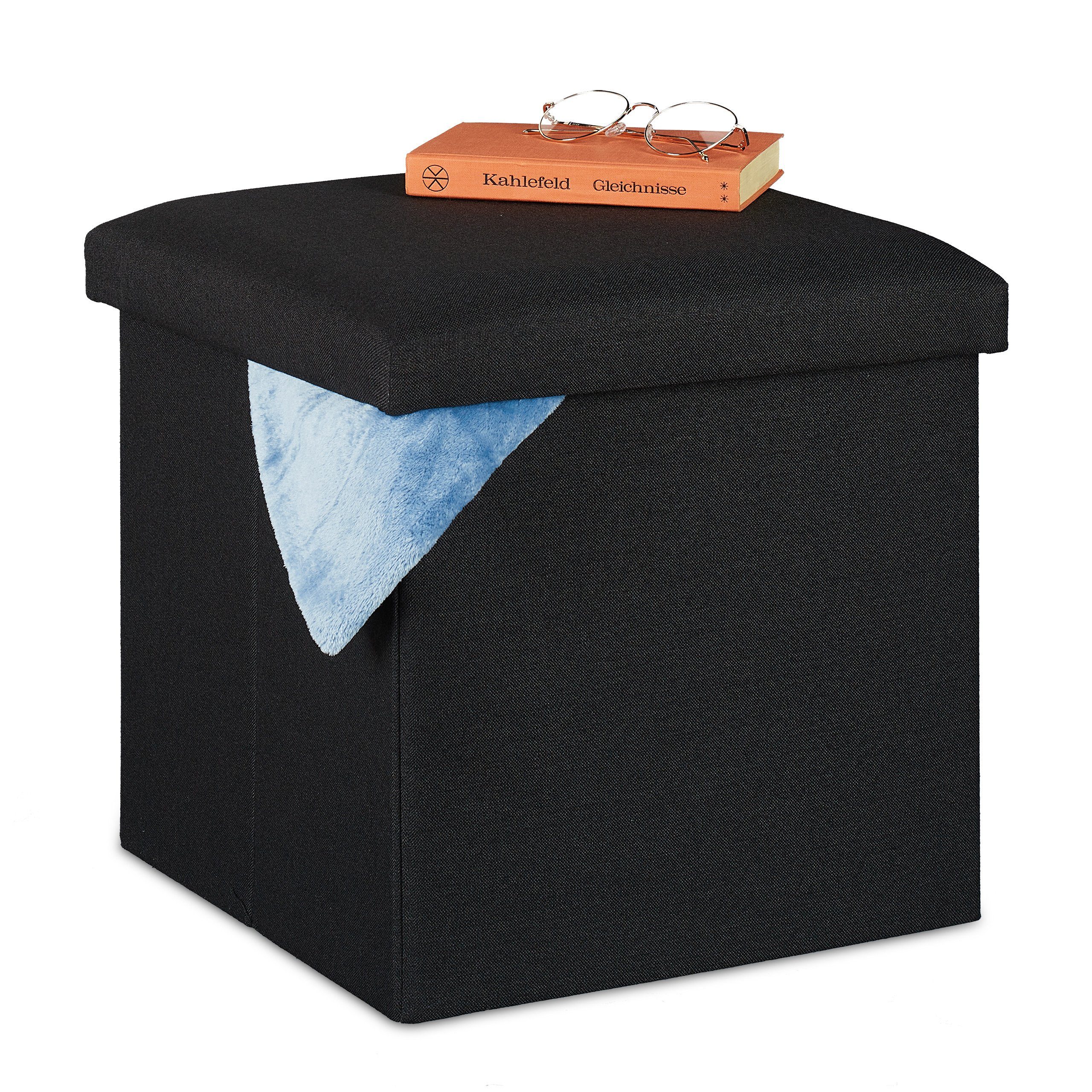 relaxdays Sitzhocker mit Stauraum, Schwarz günstig online kaufen