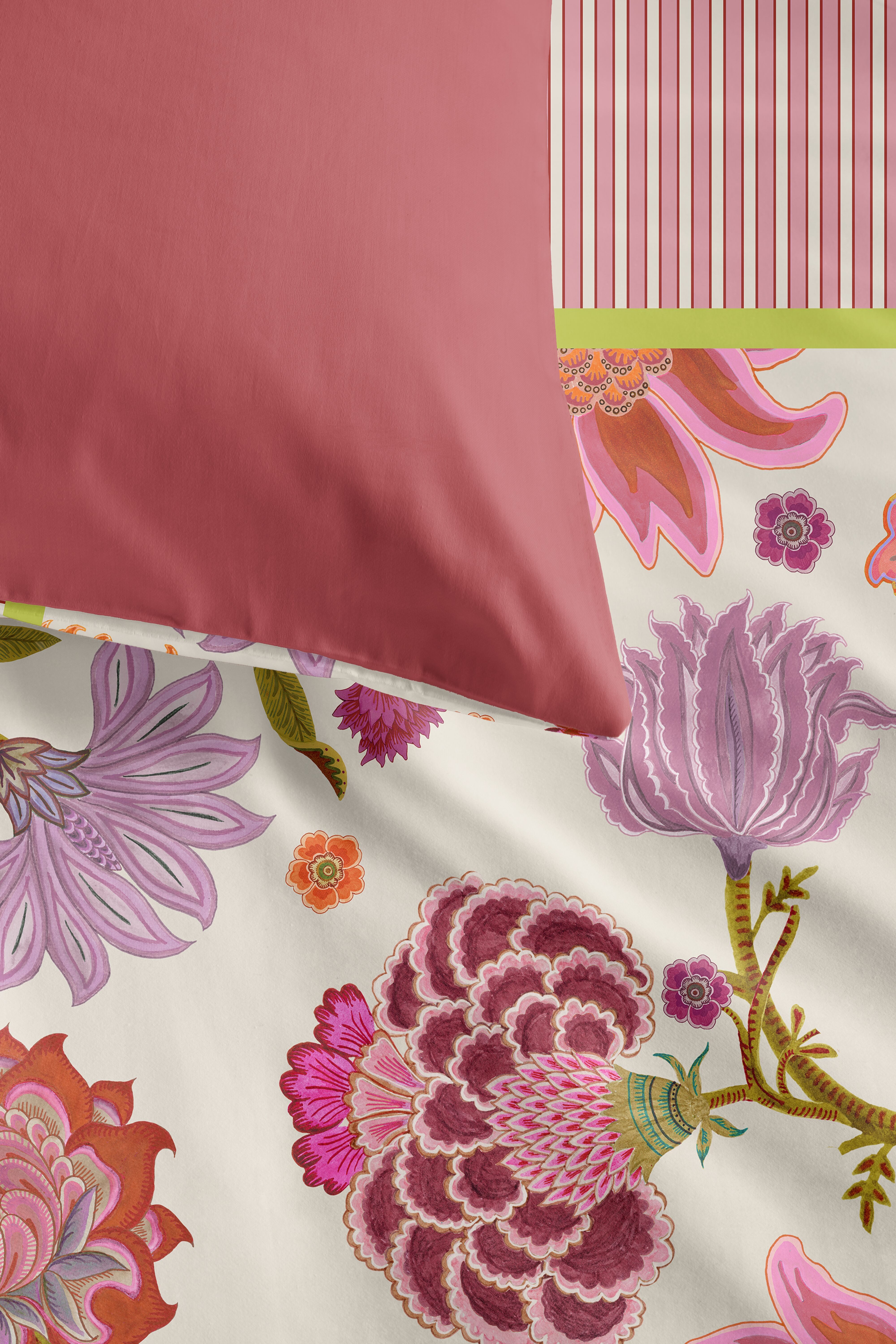 Oilily Bettwäsche Kensi 135x200 + 1x80x80 cm Mako-Satin Baumwolle mit Reißverschluss, Mako-Satin, 2 teilig, Mako-Satin, glatt, atmungsaktiv & geschmeidig, mit wertiger Haptik