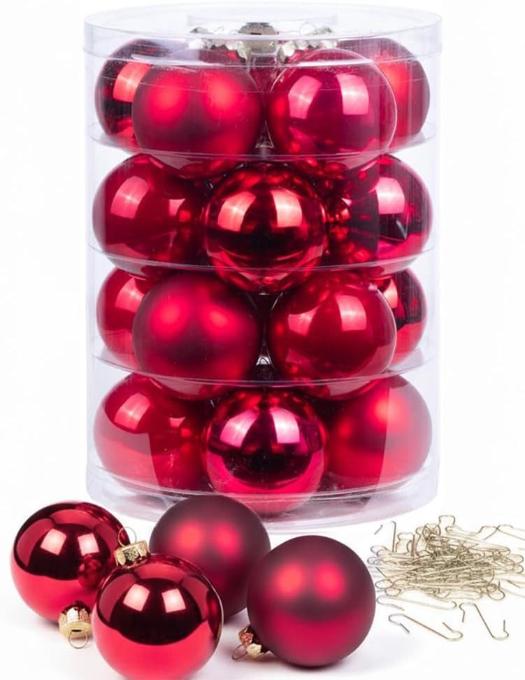 MAGIC by Inge Weihnachtsbaumkugel Weihnachtskugeln 20 Stk 6cm ruby red + 40 Haken gold