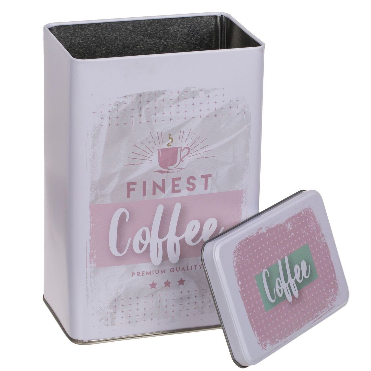 OOTB Vorratsdose Tee- Zucker & Kaffeedosen 3er-Set in Mint-Pink Blechdosen mit Deckel, Metall, dekorativ