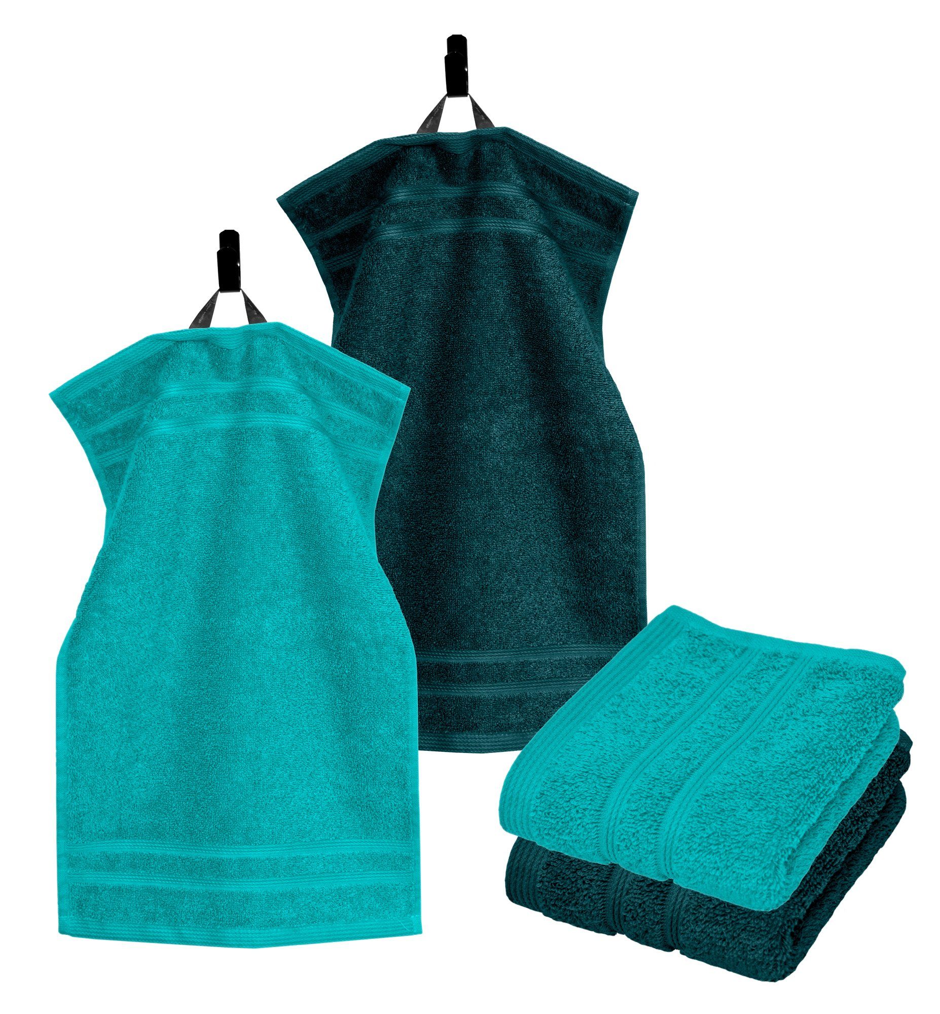 Lashuma Handtuch Set London, Frottee (Set, 4-St), Grüne Gästetücher 30x50 cm aus 100% Baumwolle