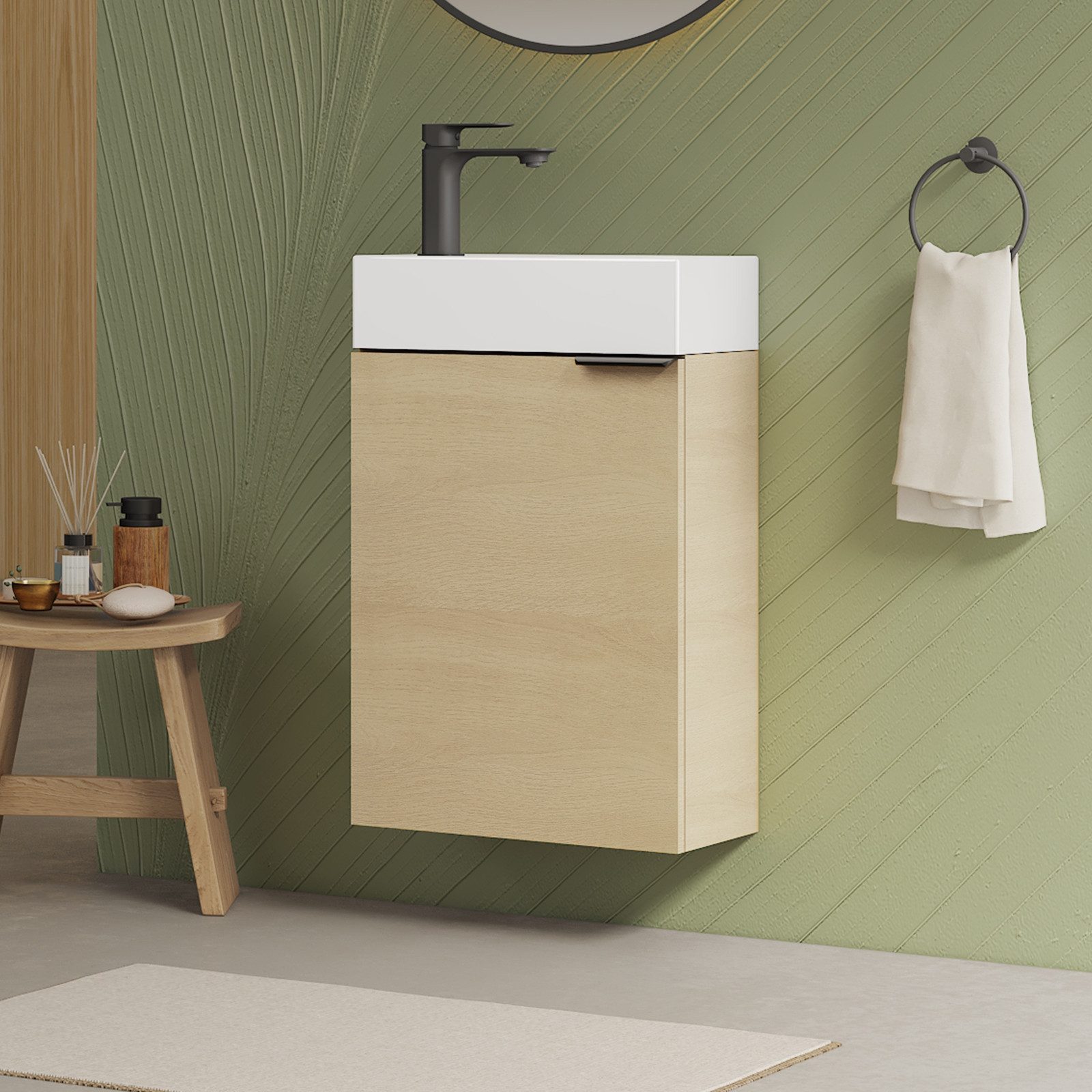 EMKE Waschtisch Waschtisch mit Unterschrank 41,7 cm klein Badmöbel für bad und wc (2-St), Waschtischunterschrank mit Waschbecken, hängend Wandmontage