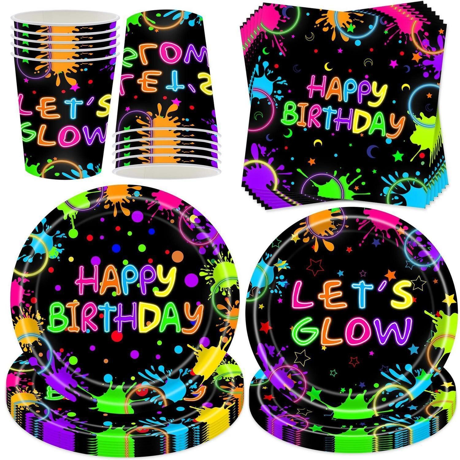 LuxusKollektion Dekokugel Partygeschirr Set Neon 50tlg. für 10 Personen (50 St)