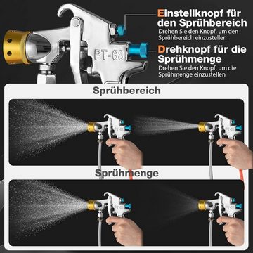 KOMFOTTEU Lackierpistole Farbsprühsystem, max. 5 bar, mit 15L Druckbehälter, 2 Düsen & Schlauch